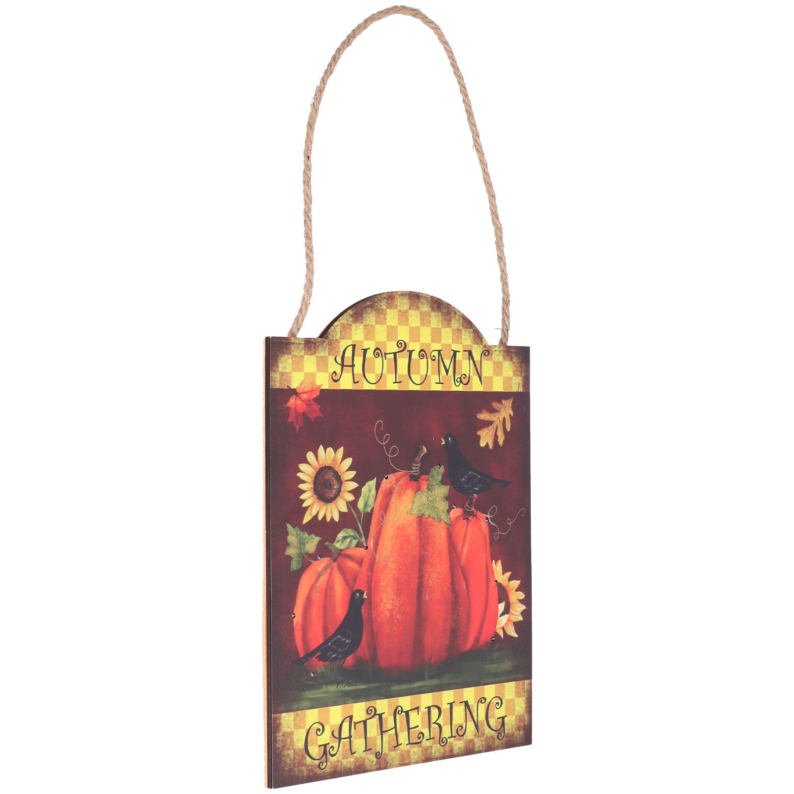 Pumpkin Turkey Pattern Wooden Hanging Board Sign with LED Light for Indoor Outdoor Thanksgiving - Image 7