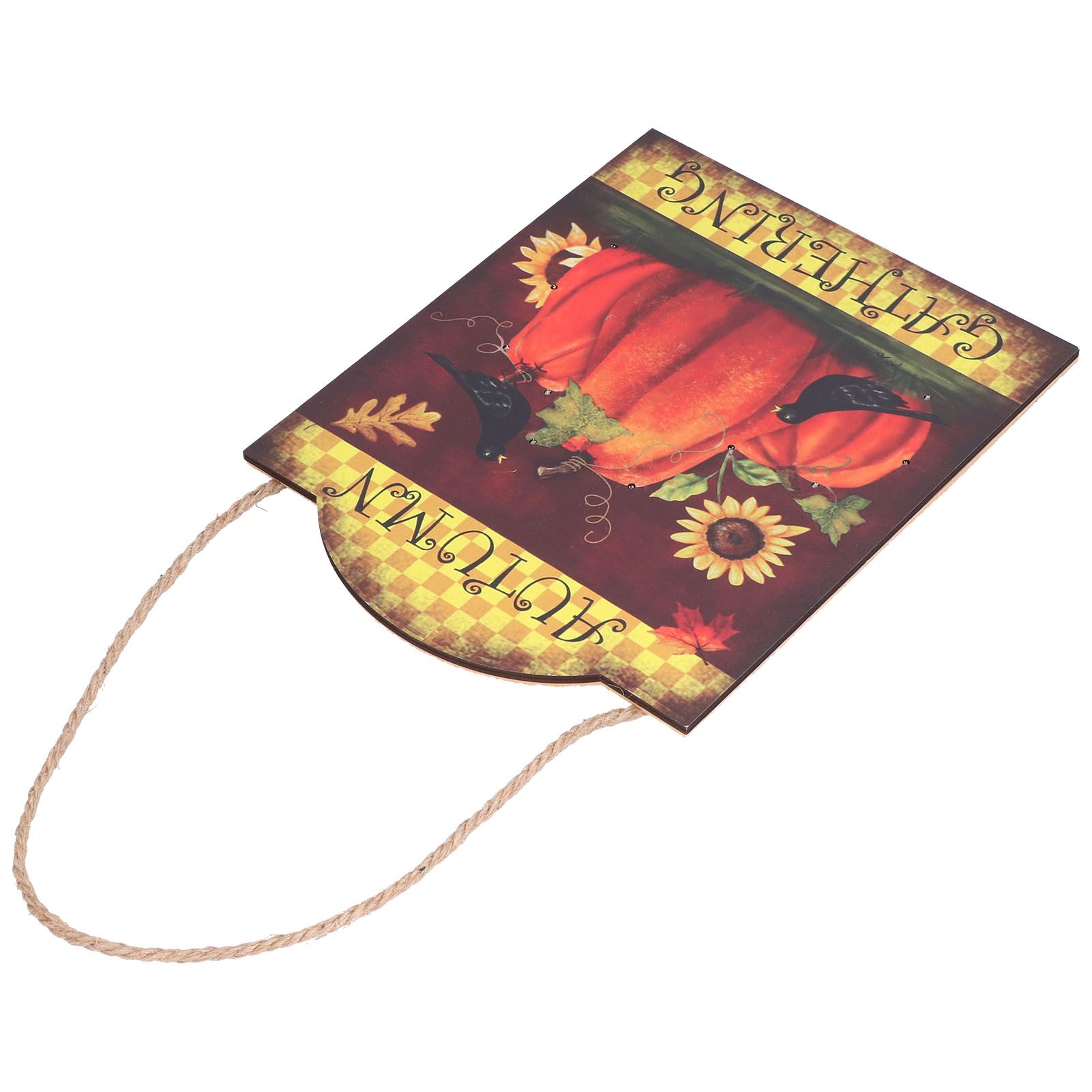 Pumpkin Turkey Pattern Wooden Hanging Board Sign with LED Light for Indoor Outdoor Thanksgiving - Image 8