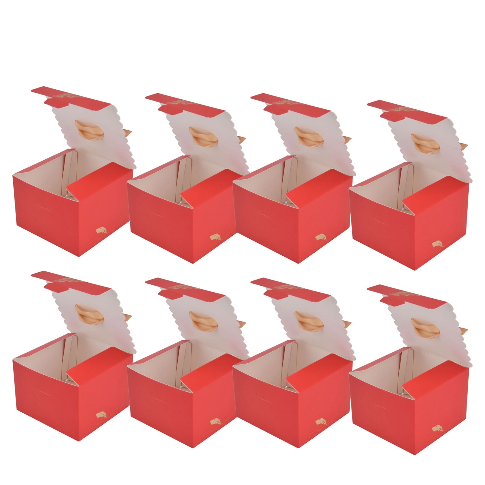 50Pcs Square Wedding Candy Box with Golden Ribbon Innovative Paperboard Box for Party AnniversaryL Red Gold Feather - Image 6