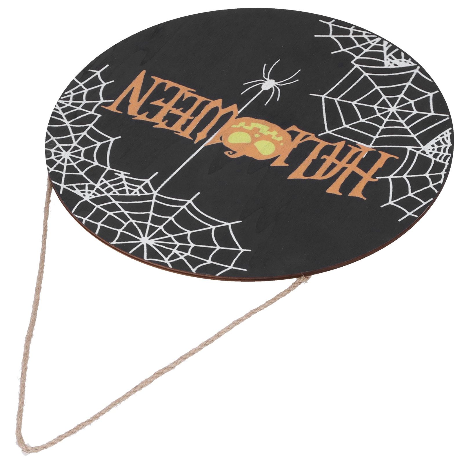 Halloween Spider Web Pattern Wooden Welcome Sign Decorative Hanging Board for Indoor OutdoorWithout Bow - Image 4