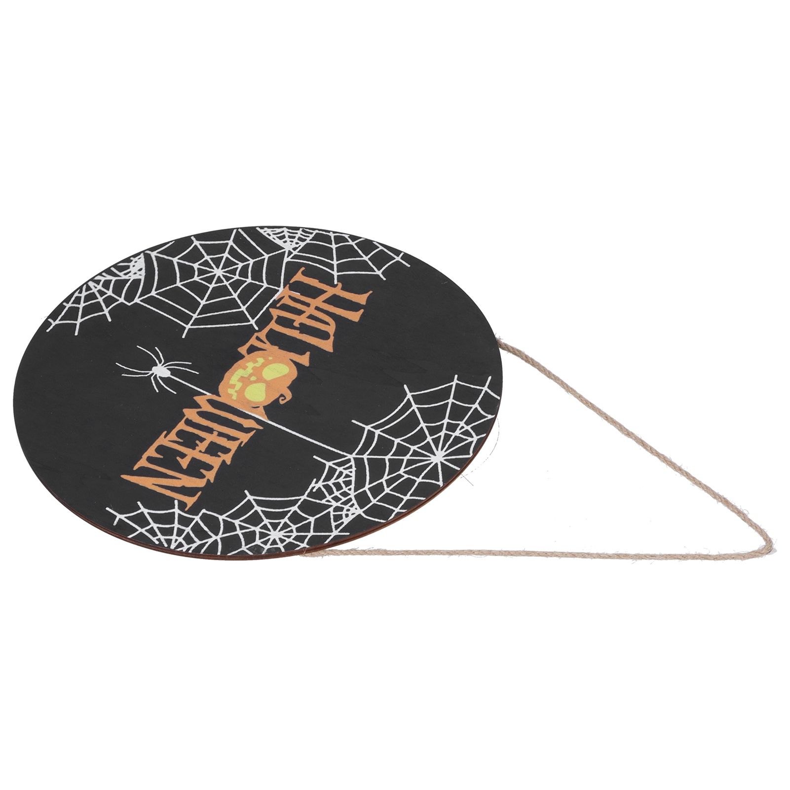 Halloween Spider Web Pattern Wooden Welcome Sign Decorative Hanging Board for Indoor OutdoorWithout Bow - Image 5