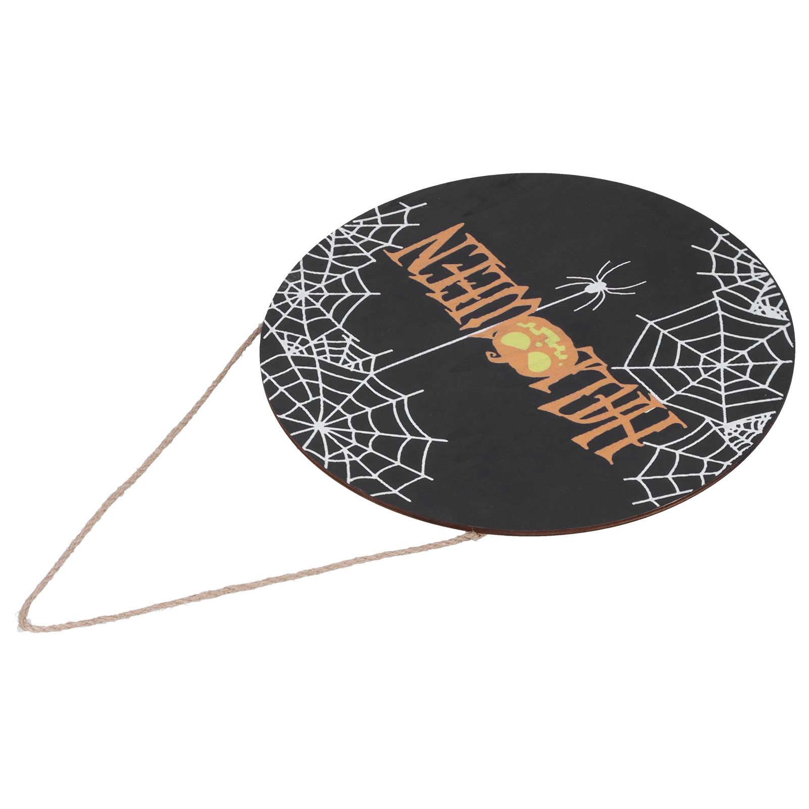 Halloween Spider Web Pattern Wooden Welcome Sign Decorative Hanging Board for Indoor OutdoorWithout Bow - Image 6