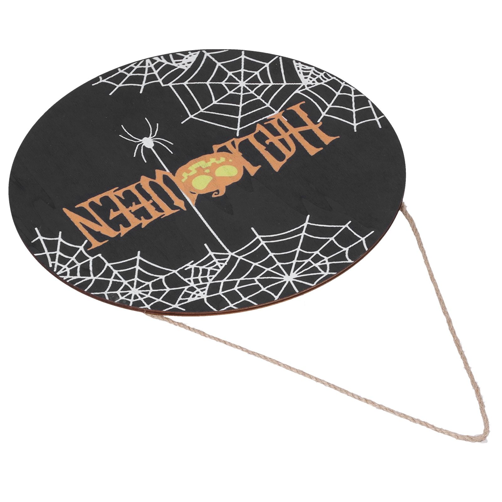 Halloween Spider Web Pattern Wooden Welcome Sign Decorative Hanging Board for Indoor OutdoorWithout Bow - Image 7