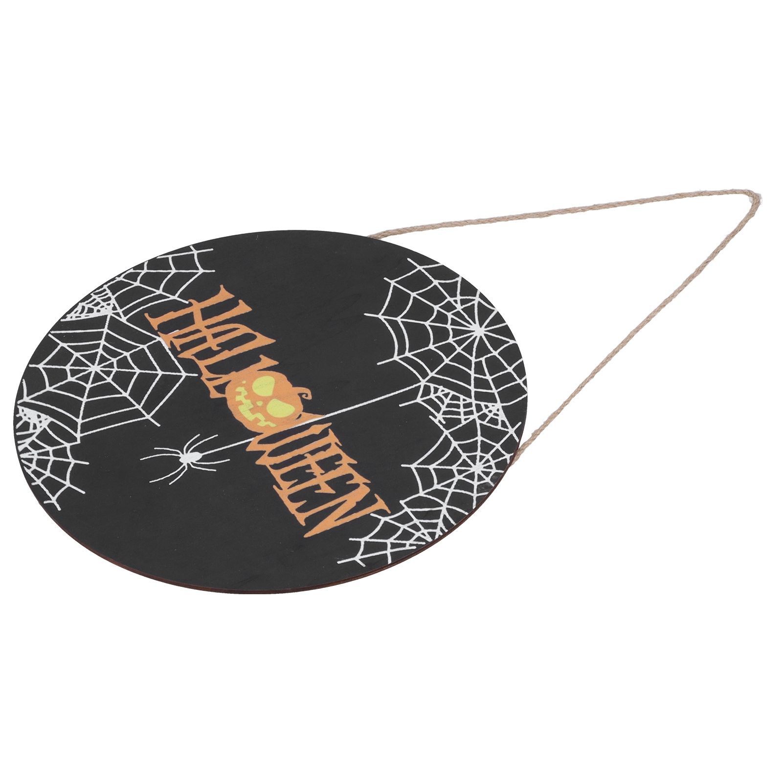 Halloween Spider Web Pattern Wooden Welcome Sign Decorative Hanging Board for Indoor OutdoorWithout Bow - Image 8