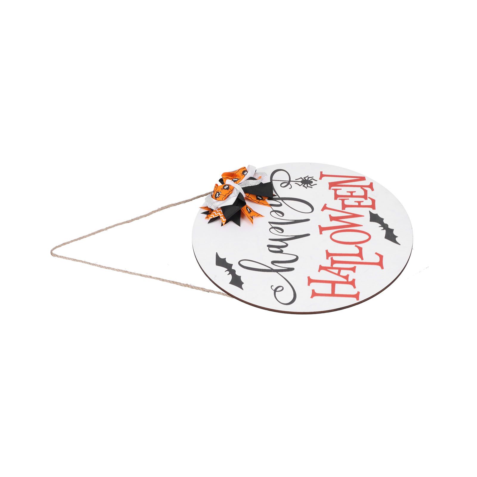 Spider Bat Design Wooden Welcome Sign Hanging Front Door Sign Board for Home FestivalWith Bowknot - Image 4