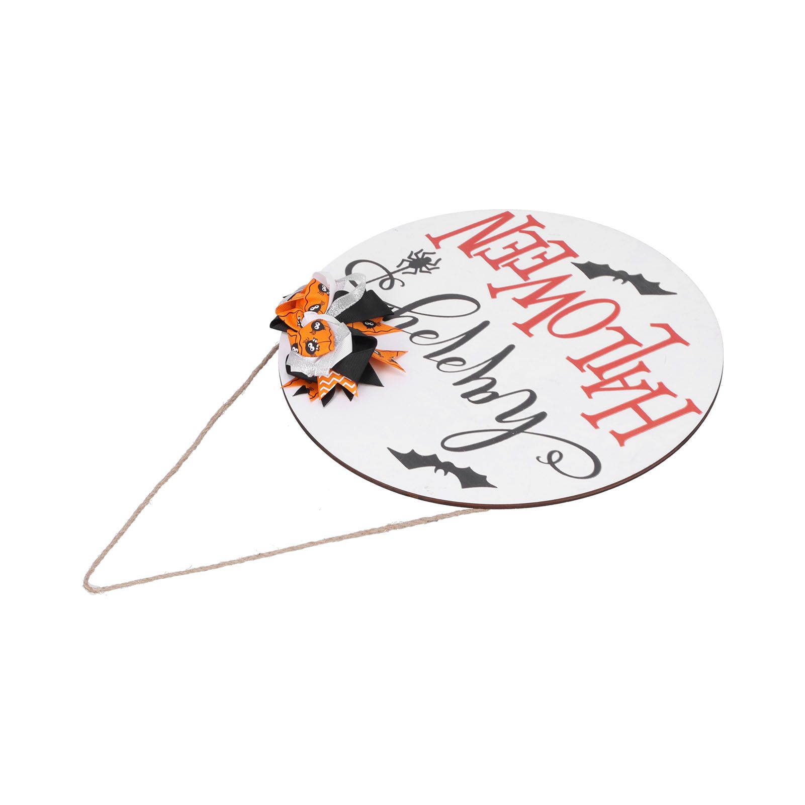 Spider Bat Design Wooden Welcome Sign Hanging Front Door Sign Board for Home FestivalWith Bowknot - Image 5
