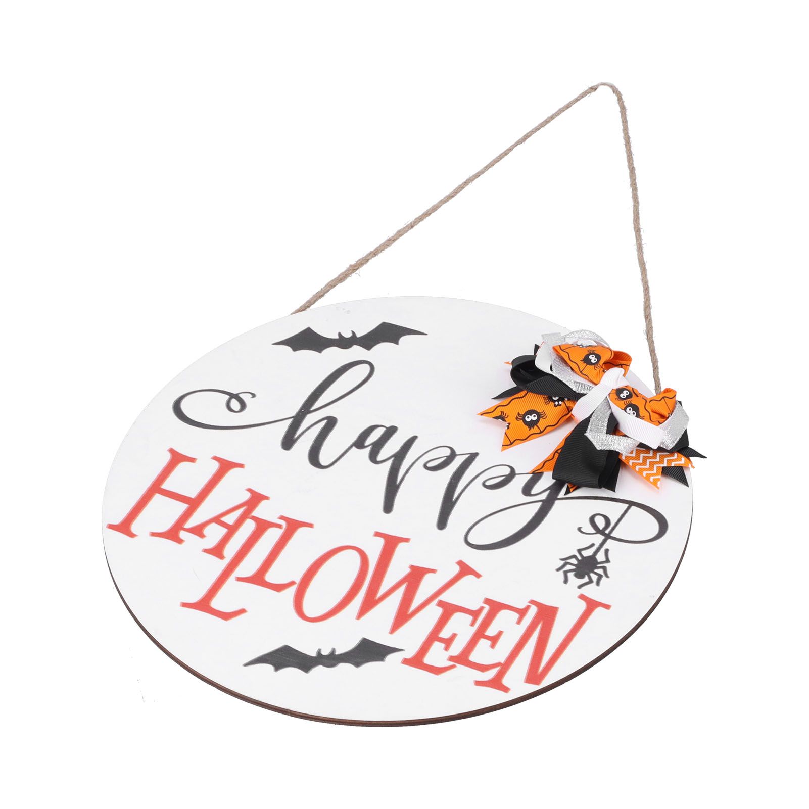 Spider Bat Design Wooden Welcome Sign Hanging Front Door Sign Board for Home FestivalWith Bowknot - Image 6