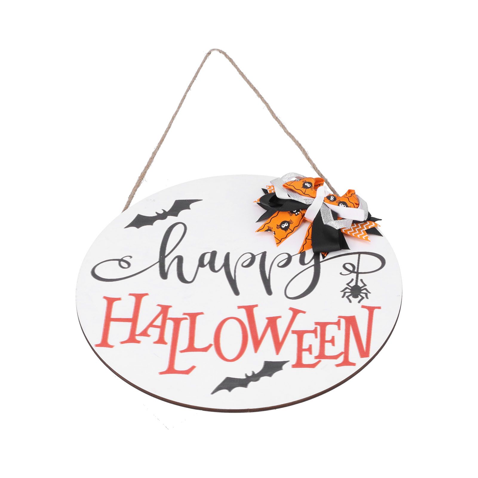 Spider Bat Design Wooden Welcome Sign Hanging Front Door Sign Board for Home FestivalWith Bowknot - Image 7