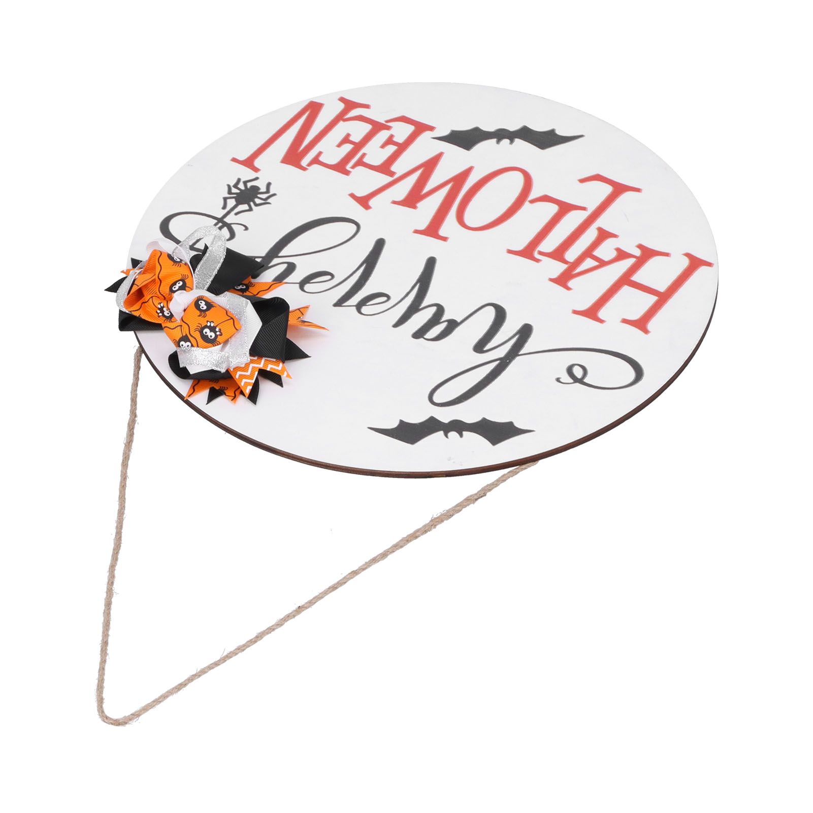 Spider Bat Design Wooden Welcome Sign Hanging Front Door Sign Board for Home FestivalWith Bowknot - Image 8
