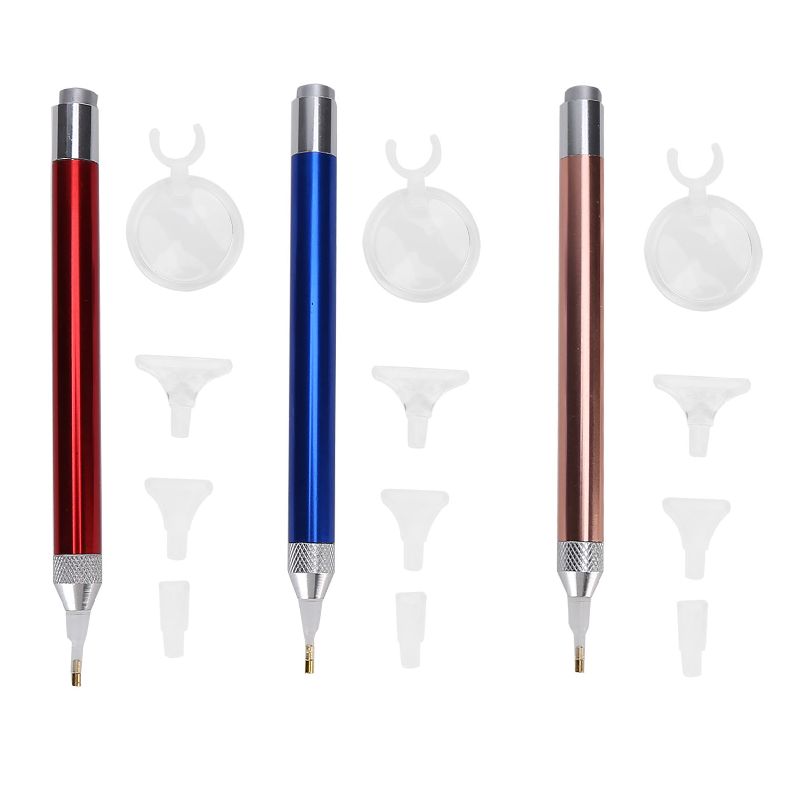 3Set Luminous Diamond Painting Pen with Magnifier for 5D DIY Diamond Art Cross Stitched Embroidery - Image 1