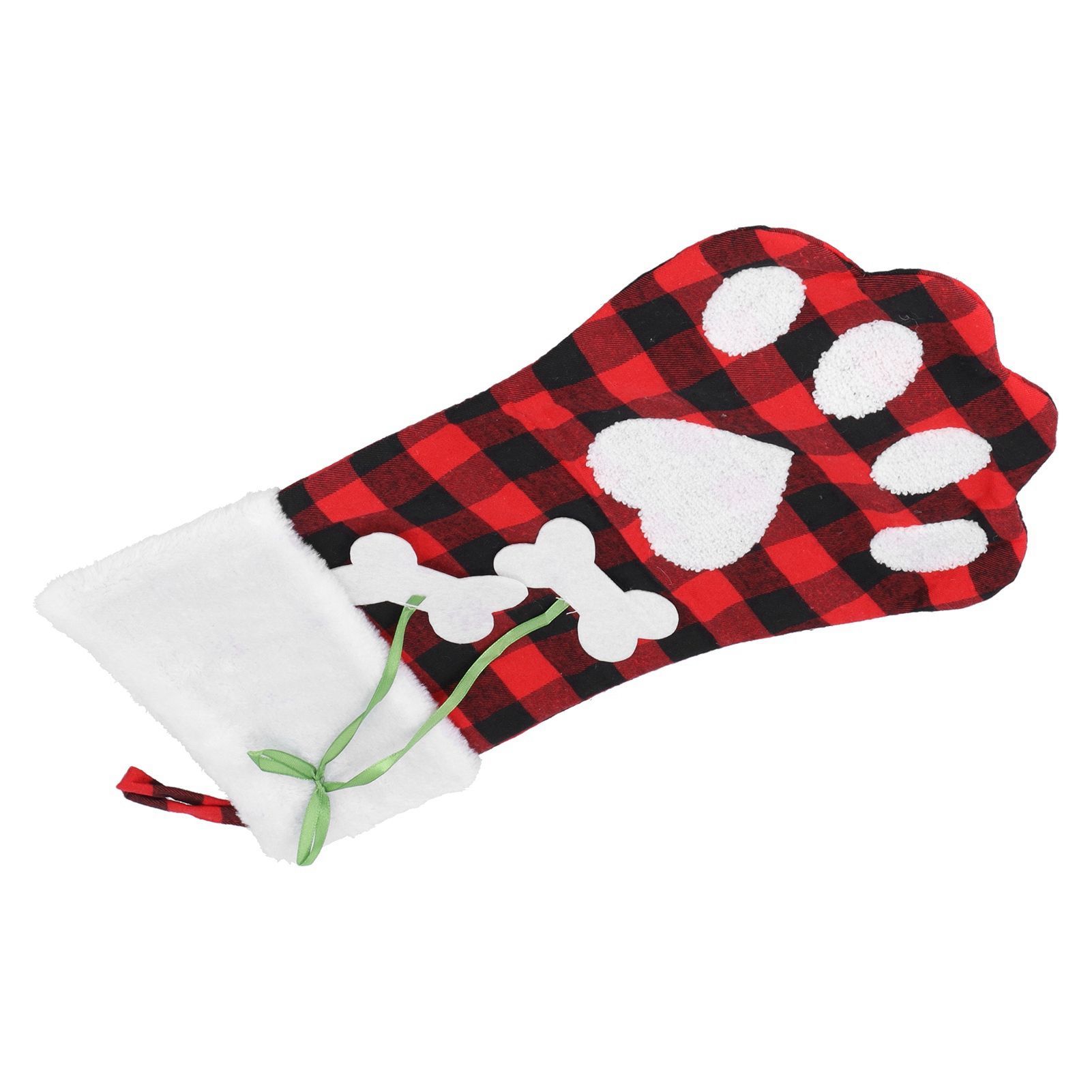 Paw Christmas Stockings Cute Dog Paw Hanging Christmas Stockings for Holiday Christmas DecorationsBlack and Red Plaid - Image 2
