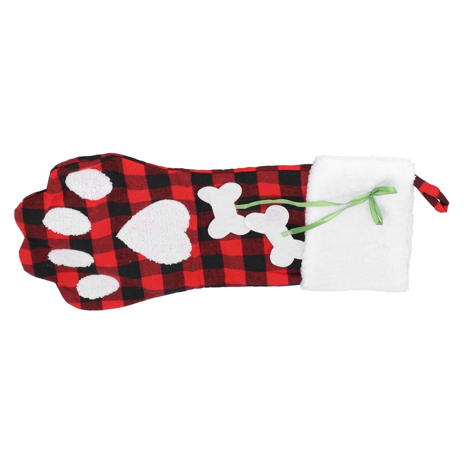 Paw Christmas Stockings Cute Dog Paw Hanging Christmas Stockings for Holiday Christmas DecorationsBlack and Red Plaid - Image 3