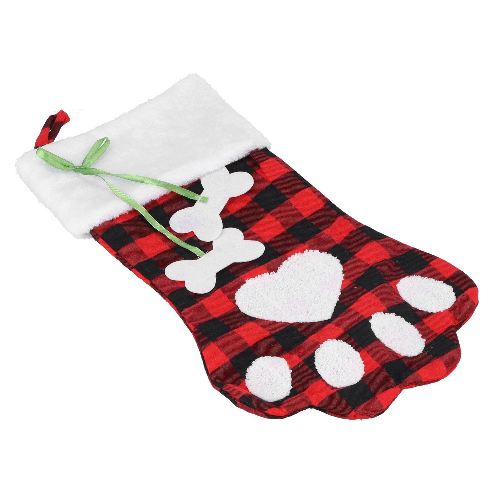 Paw Christmas Stockings Cute Dog Paw Hanging Christmas Stockings for Holiday Christmas DecorationsBlack and Red Plaid - Image 4