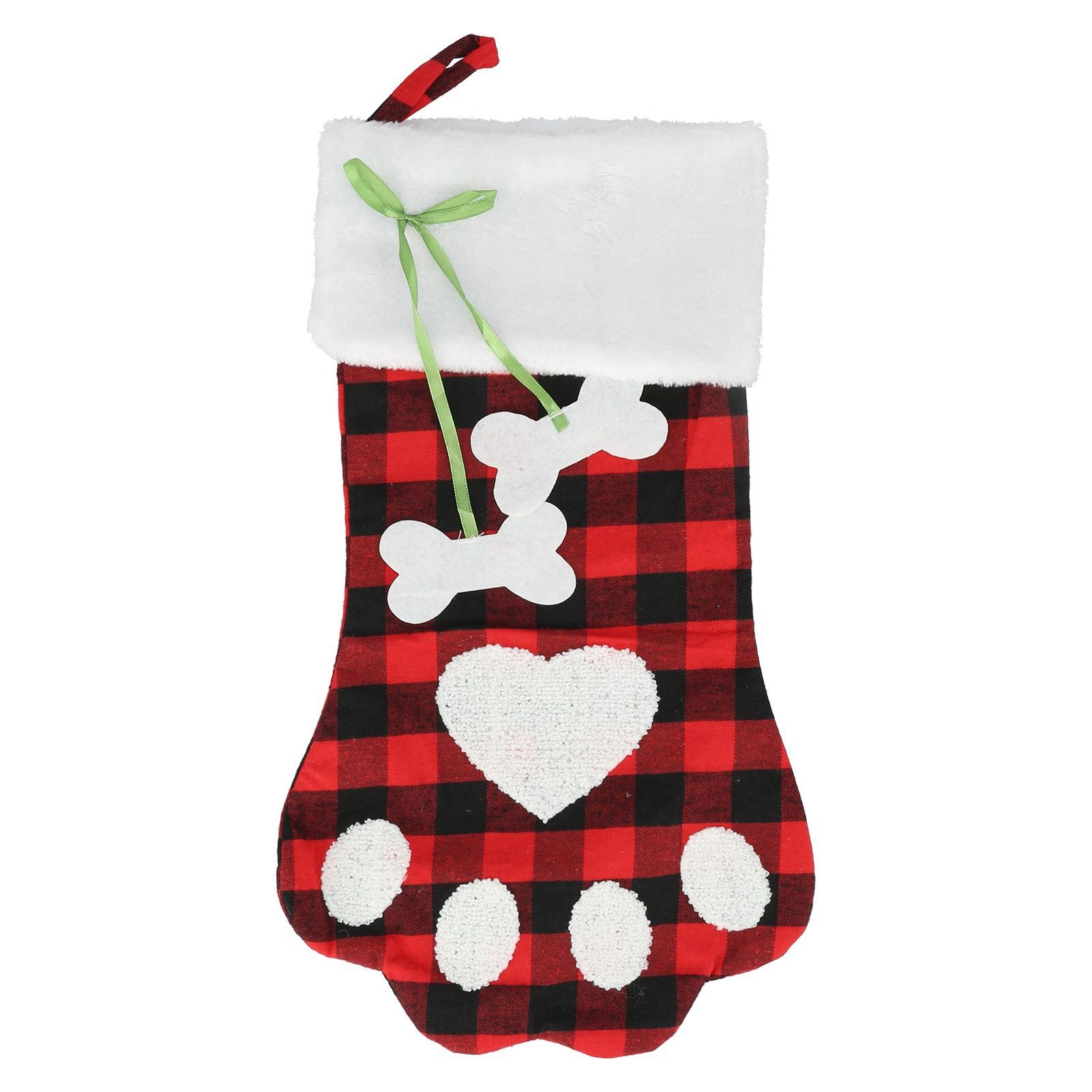 Paw Christmas Stockings Cute Dog Paw Hanging Christmas Stockings for Holiday Christmas DecorationsBlack and Red Plaid - Image 5