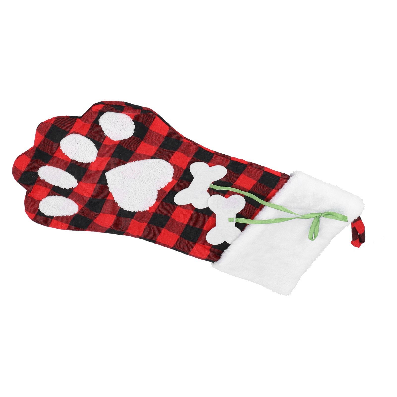 Paw Christmas Stockings Cute Dog Paw Hanging Christmas Stockings for Holiday Christmas DecorationsBlack and Red Plaid - Image 6