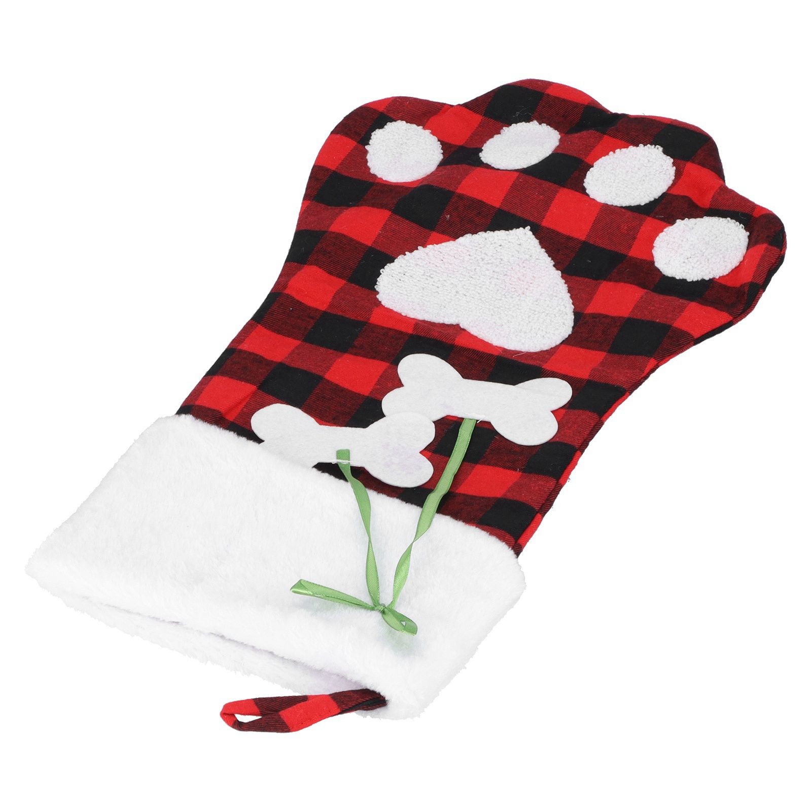 Paw Christmas Stockings Cute Dog Paw Hanging Christmas Stockings for Holiday Christmas DecorationsBlack and Red Plaid - Image 7