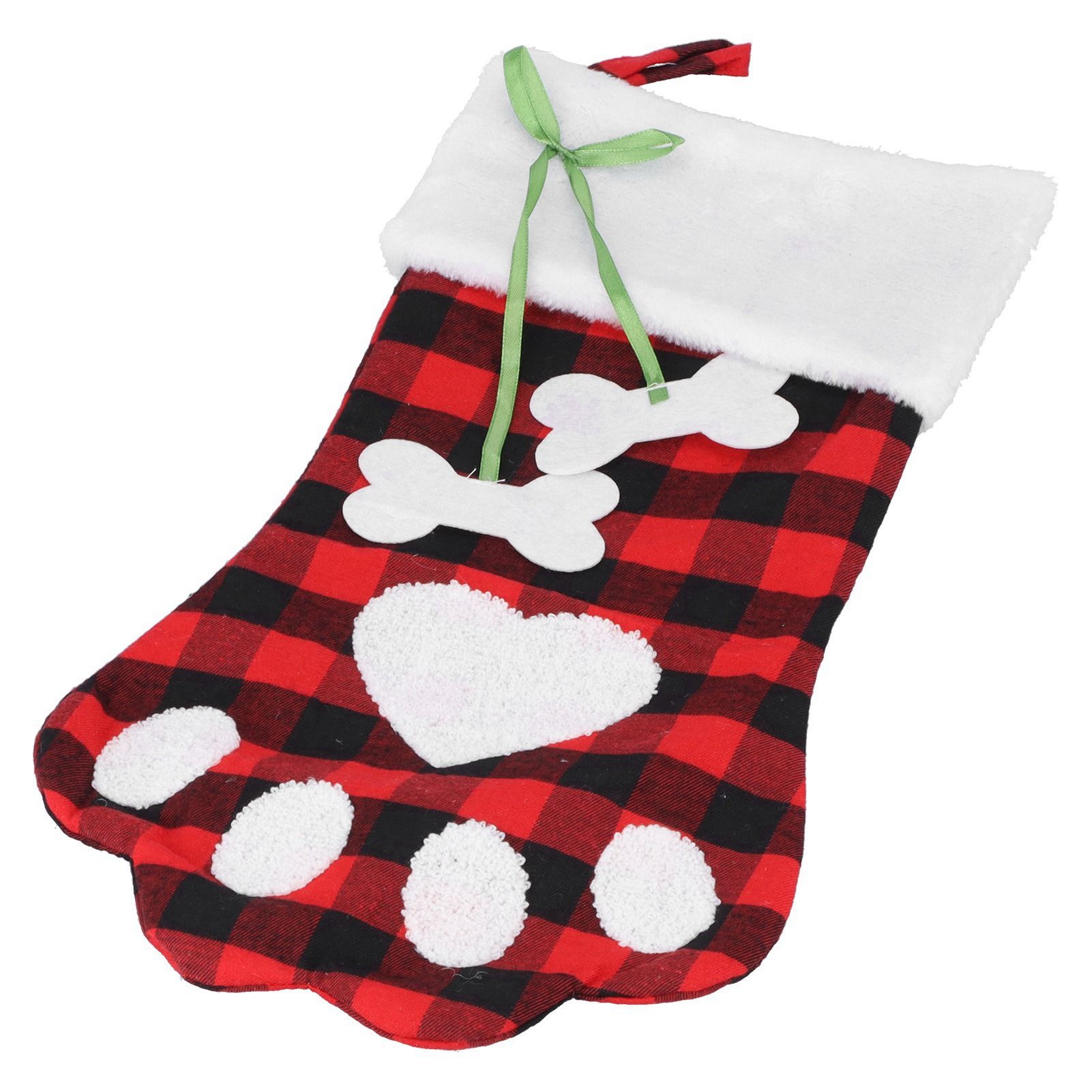 Paw Christmas Stockings Cute Dog Paw Hanging Christmas Stockings for Holiday Christmas DecorationsBlack and Red Plaid - Image 8