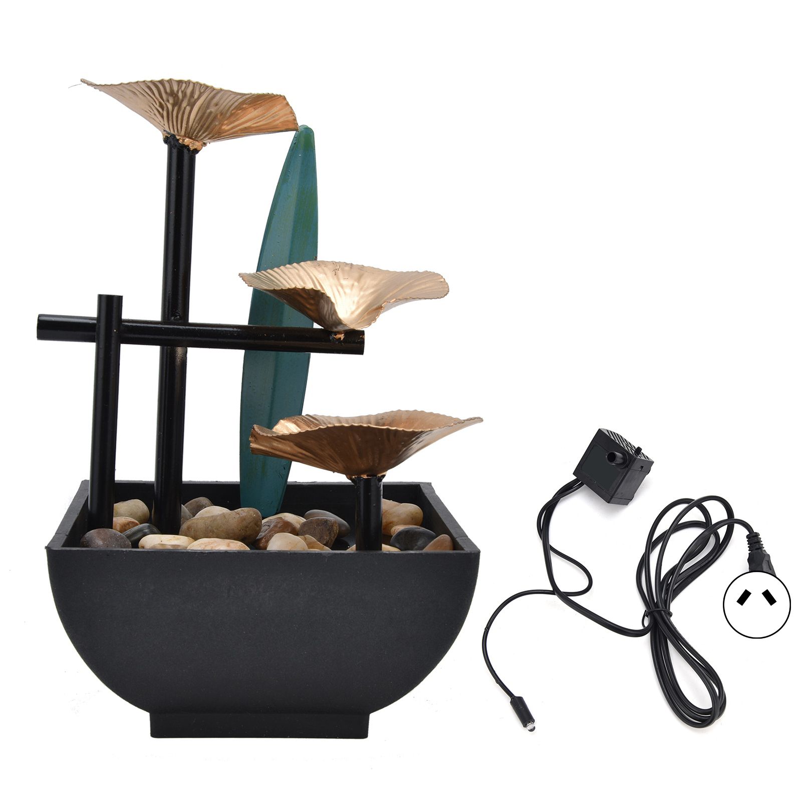 Wrought Iron Flowing Water Ornaments Fountain Feng Shui Ornaments for Home TV Cabinet Office DecorationAU Plug AC220-240V - Image 1