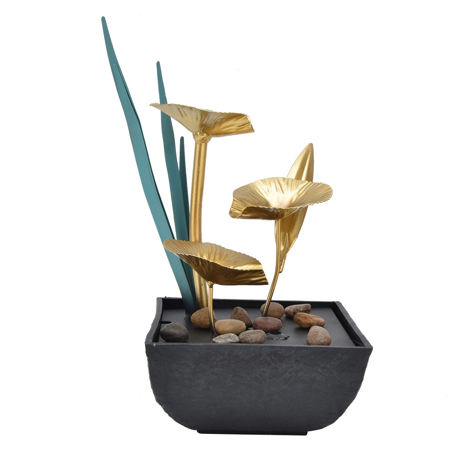 Indoor Tabletop Fountain Lotus LED Waterfall Fountain Ornament Feng Shui Art Craft Home DecorationAU Plug Yellow Light AC220‑240V - Image 2