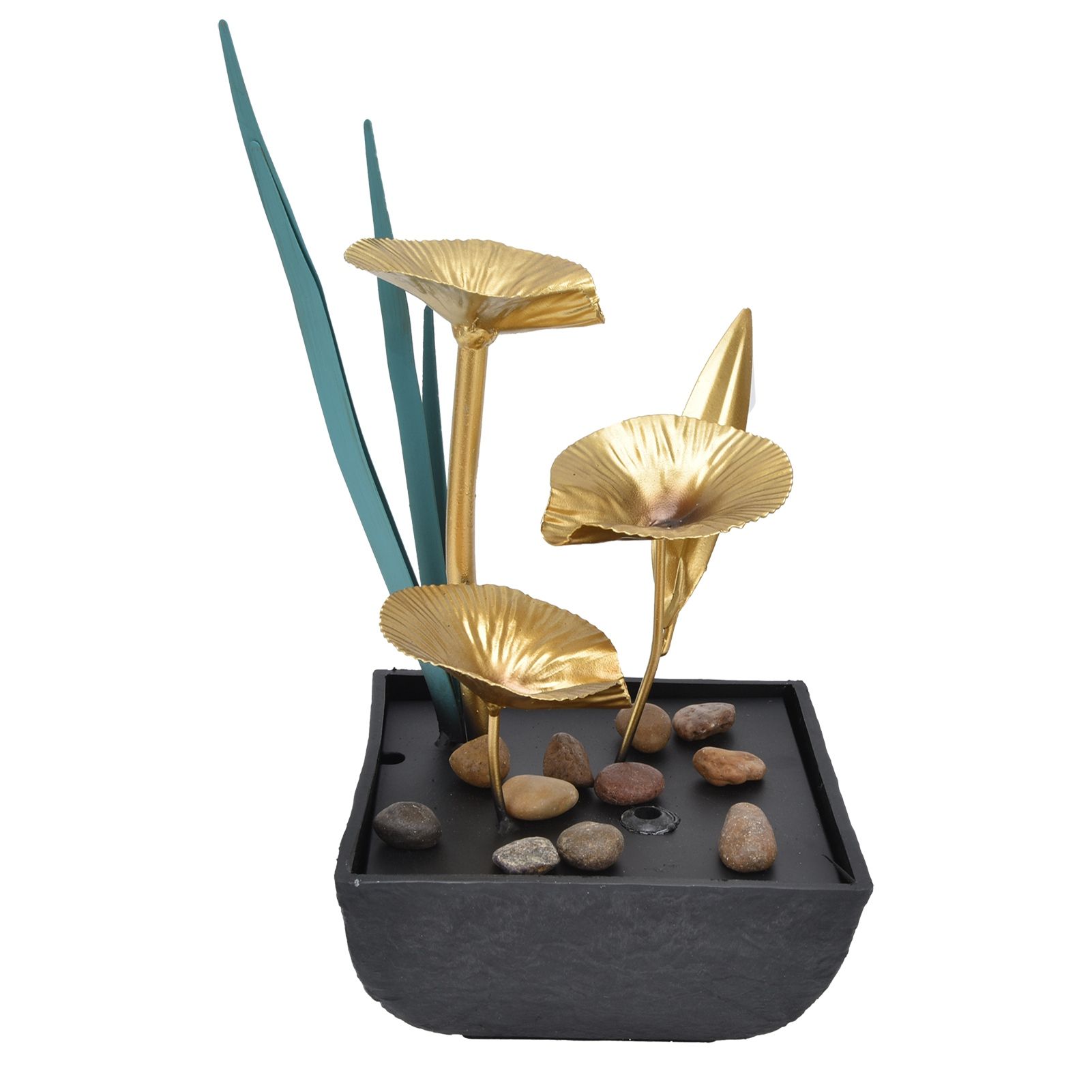 Indoor Tabletop Fountain Lotus LED Waterfall Fountain Ornament Feng Shui Art Craft Home DecorationAU Plug Yellow Light AC220‑240V - Image 3