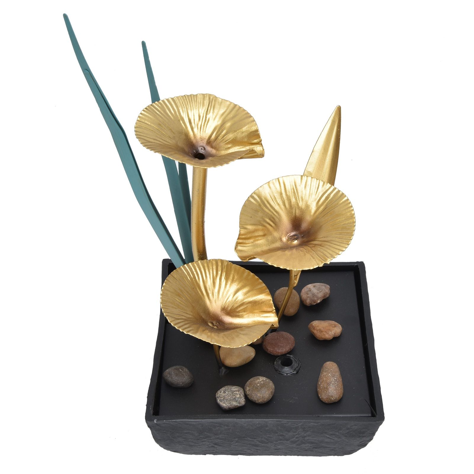 Indoor Tabletop Fountain Lotus LED Waterfall Fountain Ornament Feng Shui Art Craft Home DecorationAU Plug Yellow Light AC220‑240V - Image 4