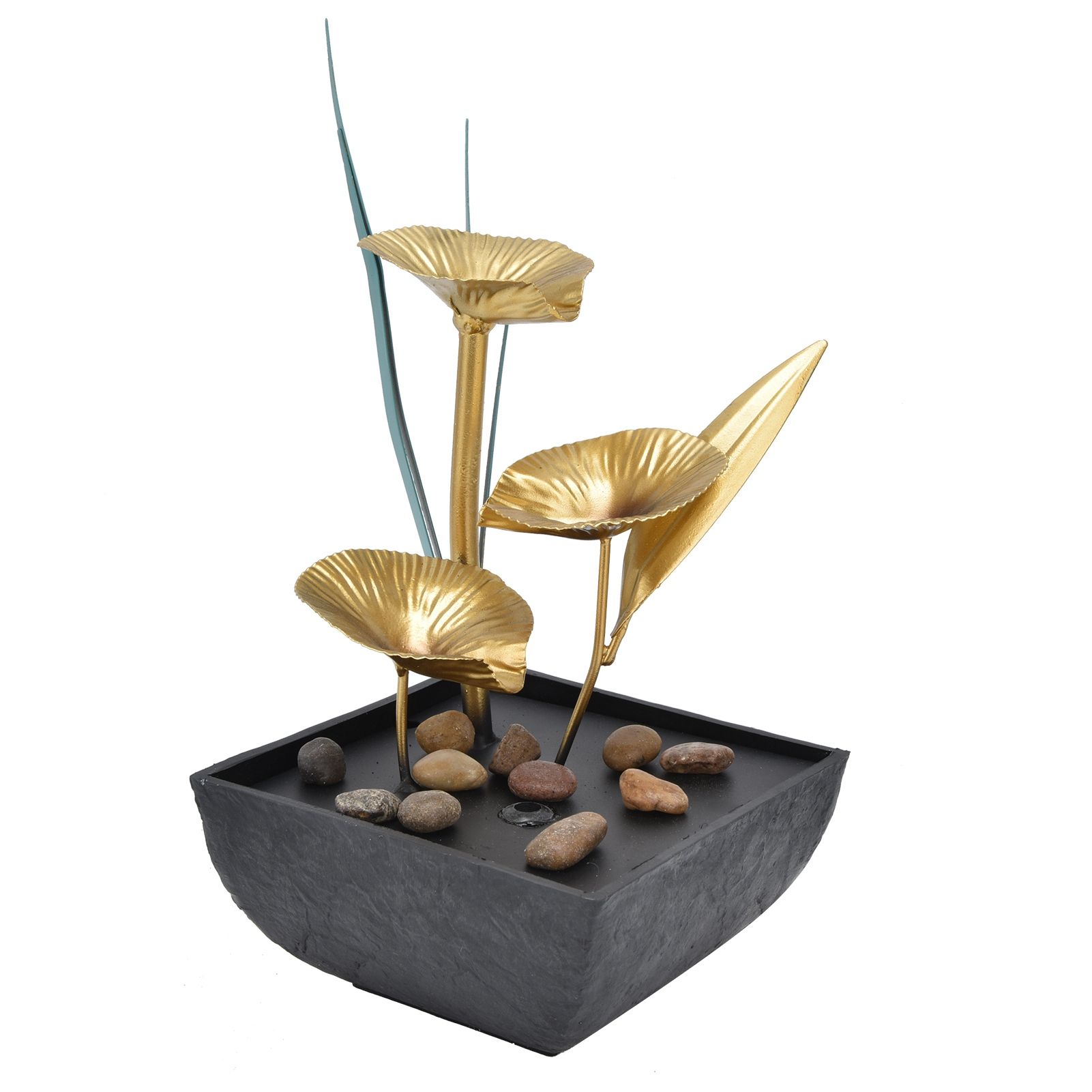 Indoor Tabletop Fountain Lotus LED Waterfall Fountain Ornament Feng Shui Art Craft Home DecorationAU Plug Yellow Light AC220‑240V - Image 5