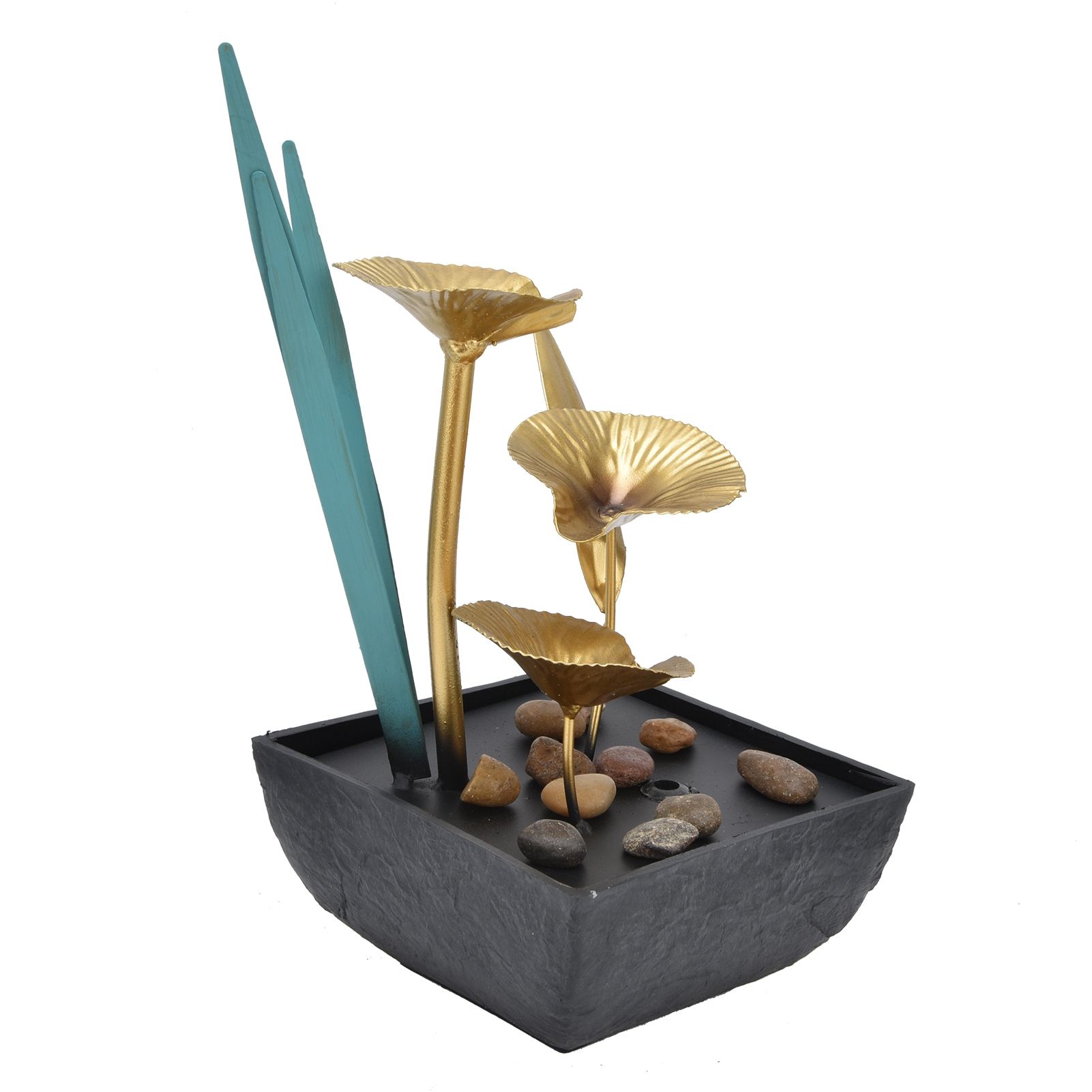 Indoor Tabletop Fountain Lotus LED Waterfall Fountain Ornament Feng Shui Art Craft Home DecorationAU Plug Yellow Light AC220‑240V - Image 7