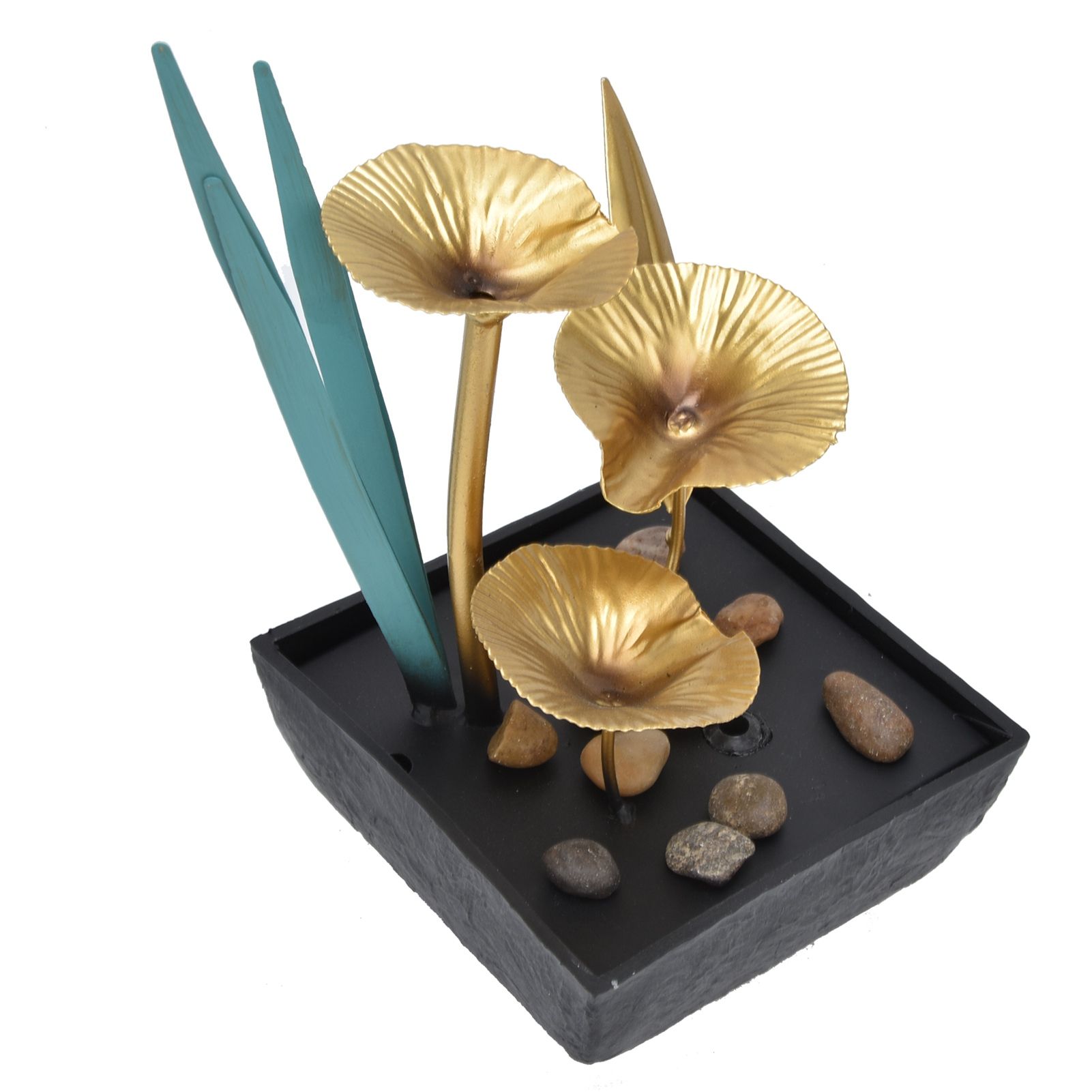 Indoor Tabletop Fountain Lotus LED Waterfall Fountain Ornament Feng Shui Art Craft Home DecorationAU Plug Yellow Light AC220‑240V - Image 8