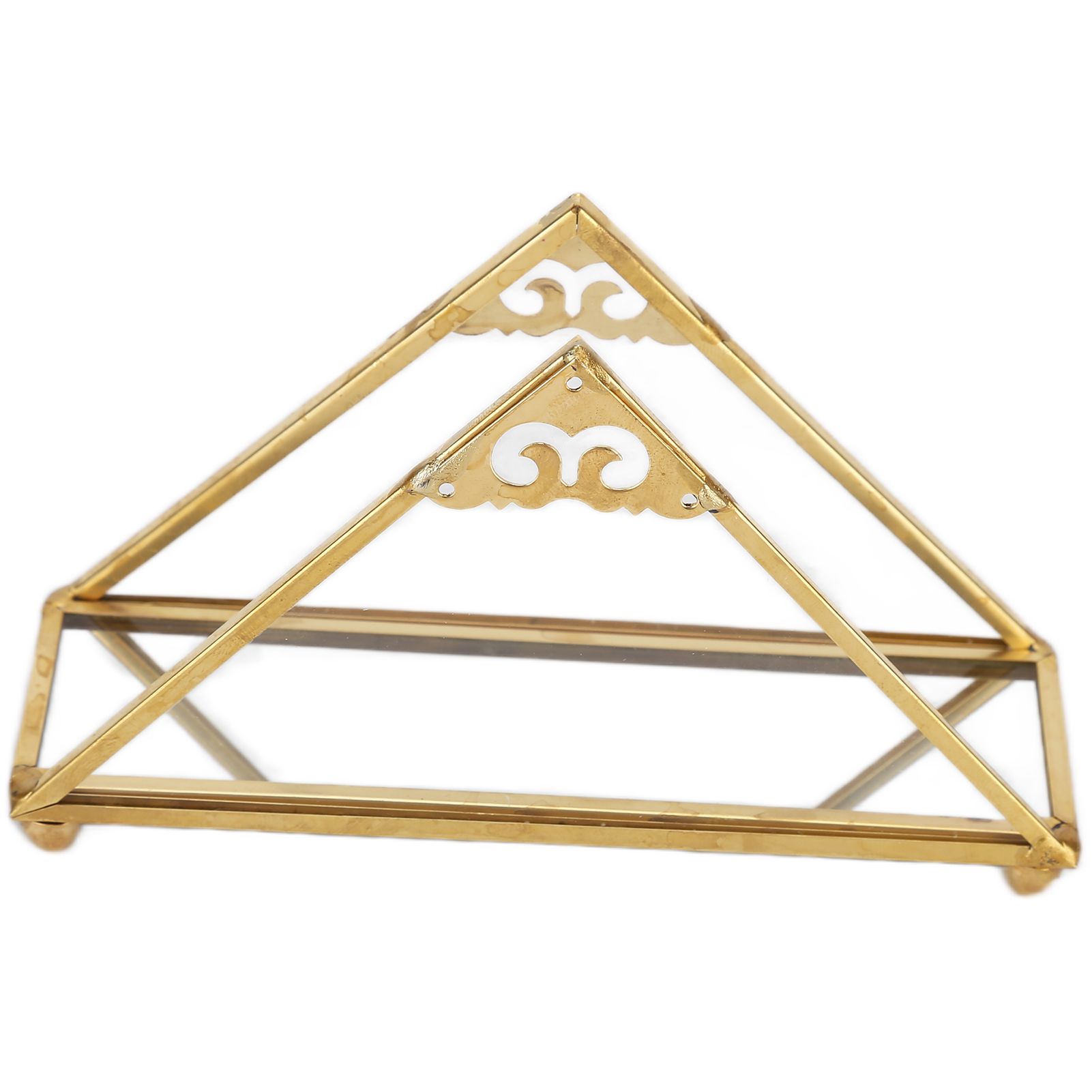 Mirror Jewelry Tray Glass Perfume Storage Tray Jewelry Plate Golden Metal Decorative Tray - Image 2