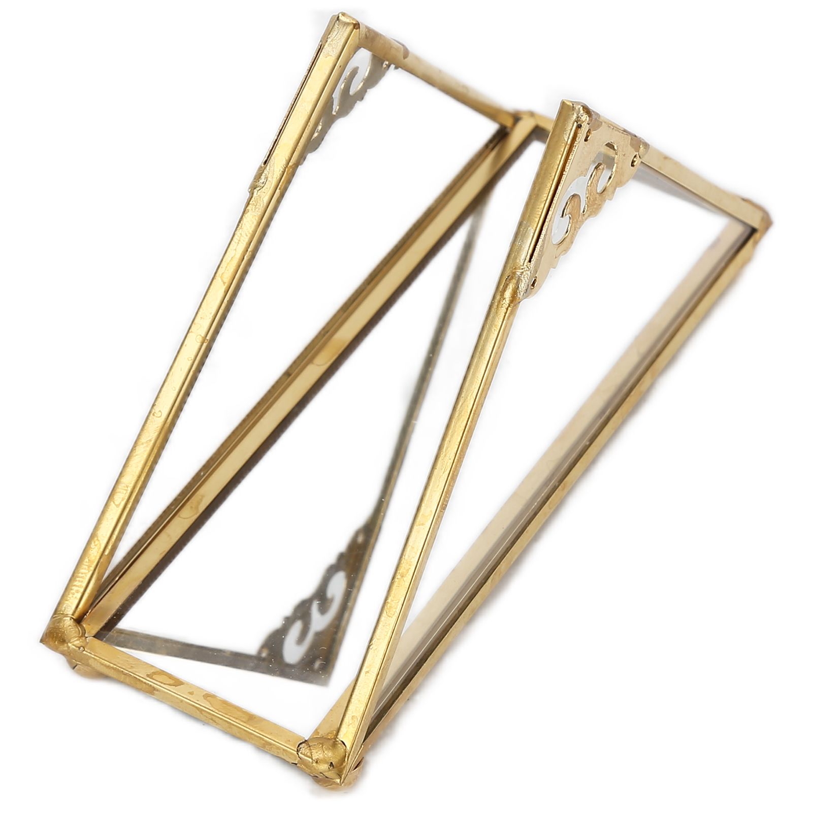 Mirror Jewelry Tray Glass Perfume Storage Tray Jewelry Plate Golden Metal Decorative Tray - Image 4