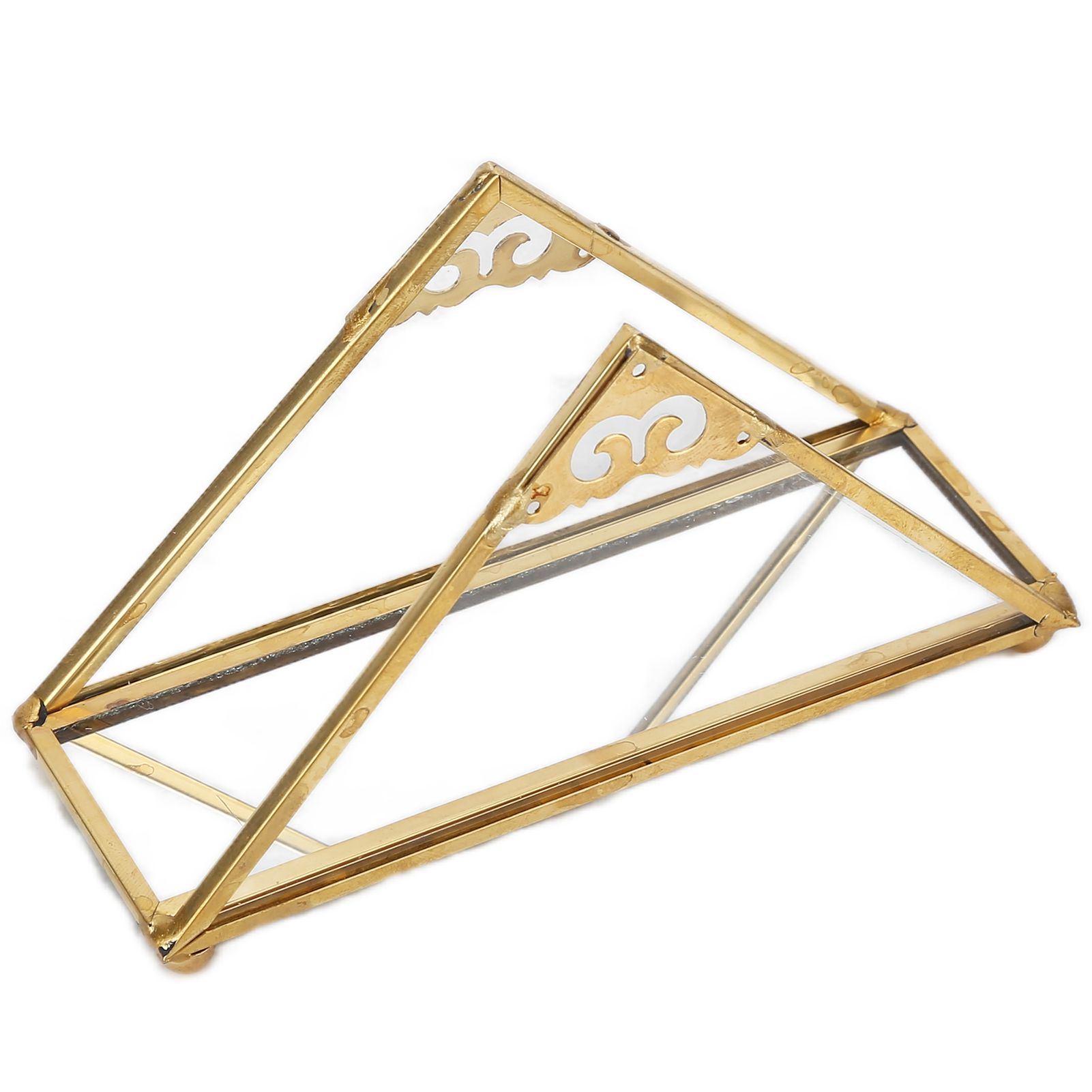 Mirror Jewelry Tray Glass Perfume Storage Tray Jewelry Plate Golden Metal Decorative Tray - Image 7