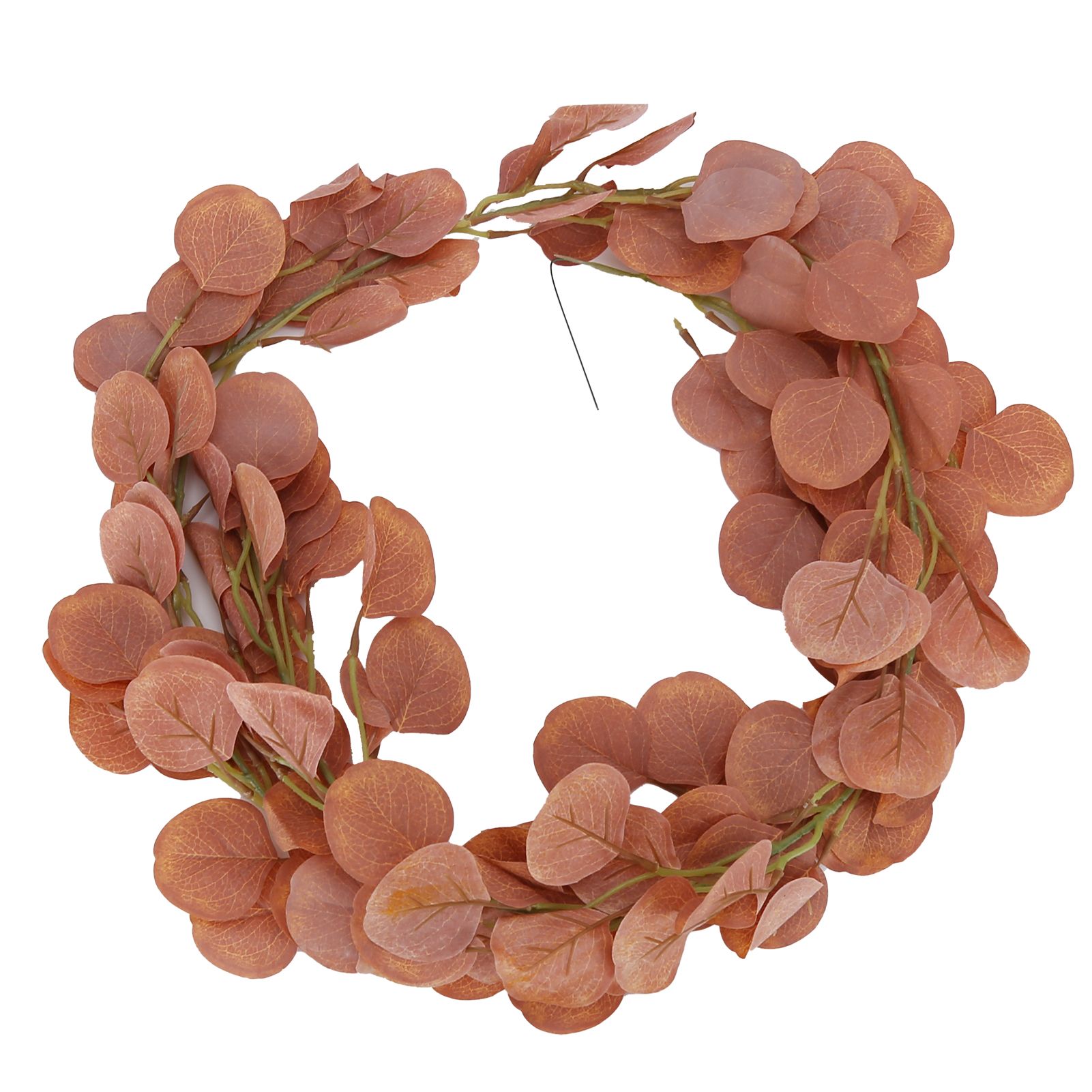 Fake Leaves Fabric Simulated Exquisite Greenery Eucalyptus Garland for Home WeddingRed - Image 2