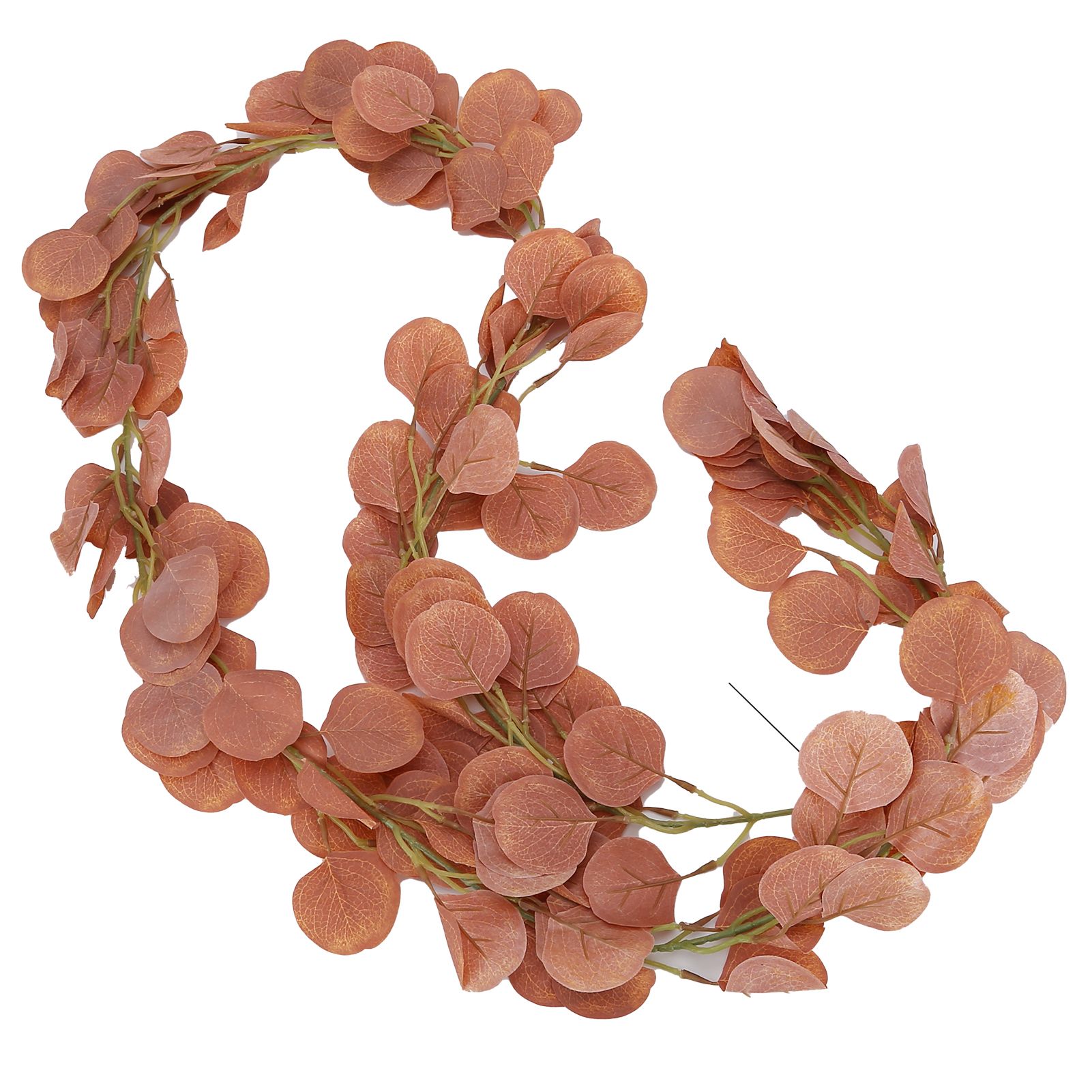 Fake Leaves Fabric Simulated Exquisite Greenery Eucalyptus Garland for Home WeddingRed - Image 7