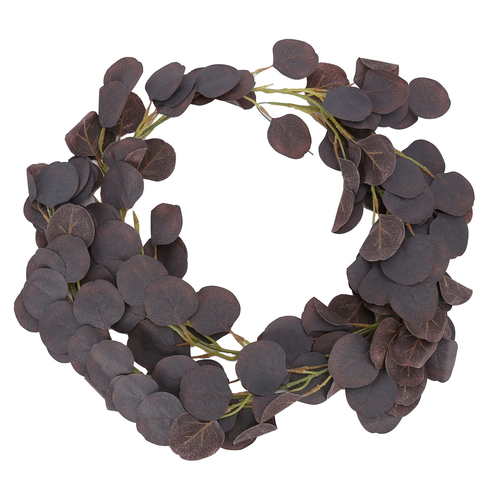 Fake Leaves Fabric Simulated Exquisite Greenery Eucalyptus Garland for Home WeddingPurple - Image 1