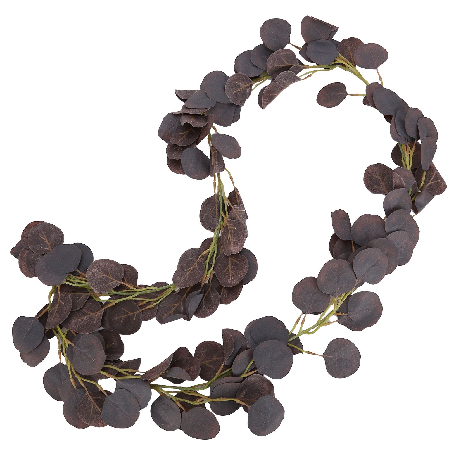 Fake Leaves Fabric Simulated Exquisite Greenery Eucalyptus Garland for Home WeddingPurple - Image 2