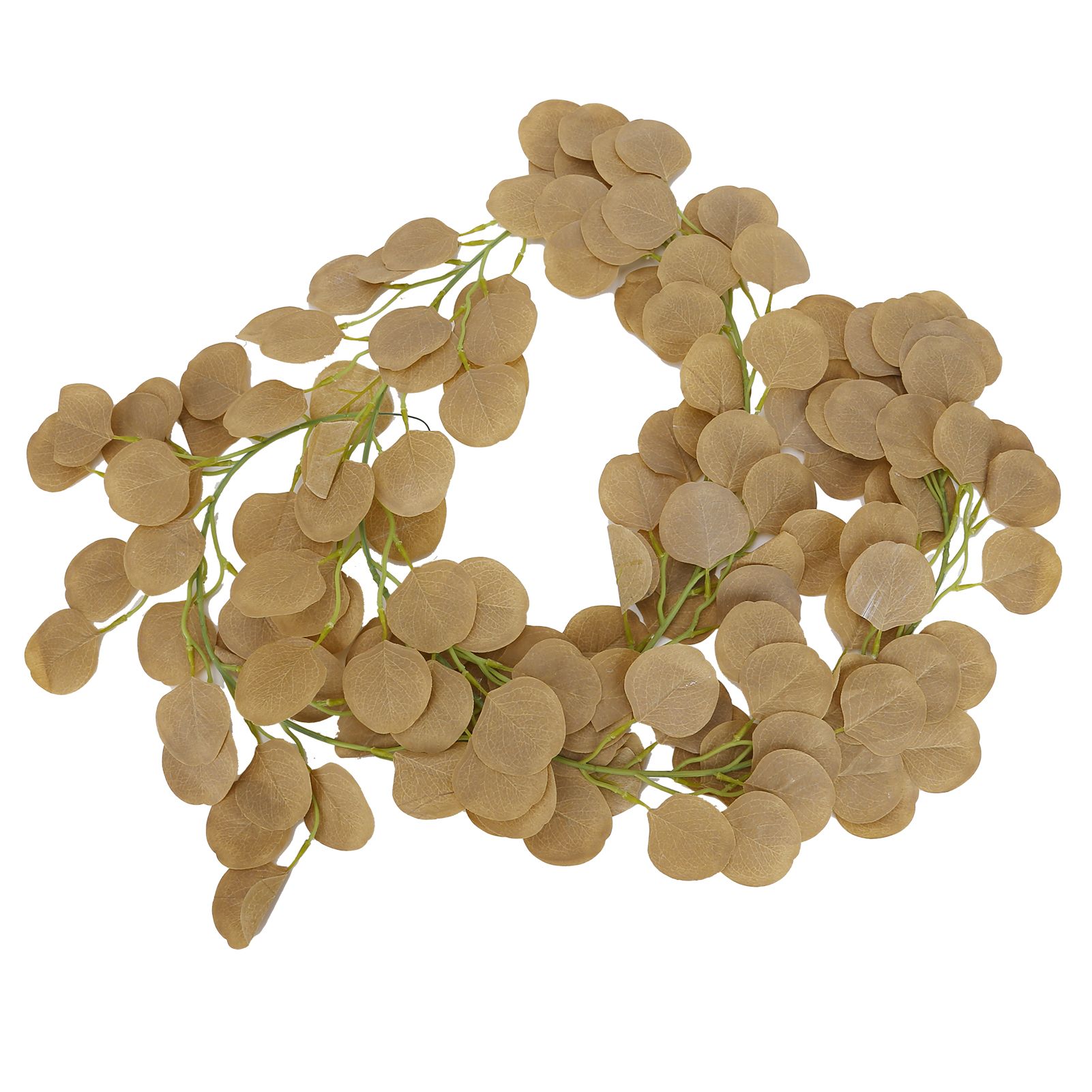 Fake Leaves Fabric Simulated Exquisite Greenery Eucalyptus Garland for Home WeddingYellow - Image 1
