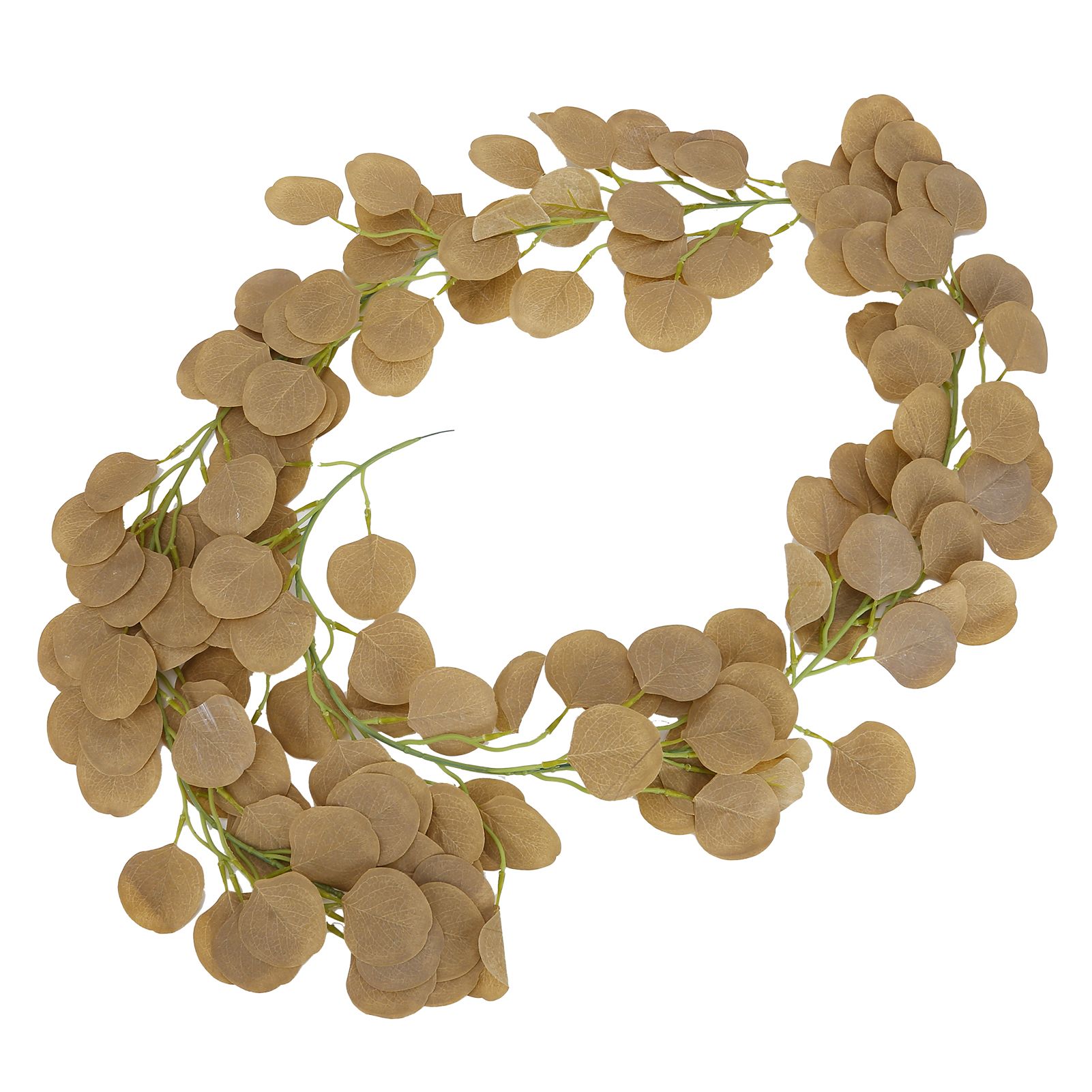 Fake Leaves Fabric Simulated Exquisite Greenery Eucalyptus Garland for Home WeddingYellow - Image 3