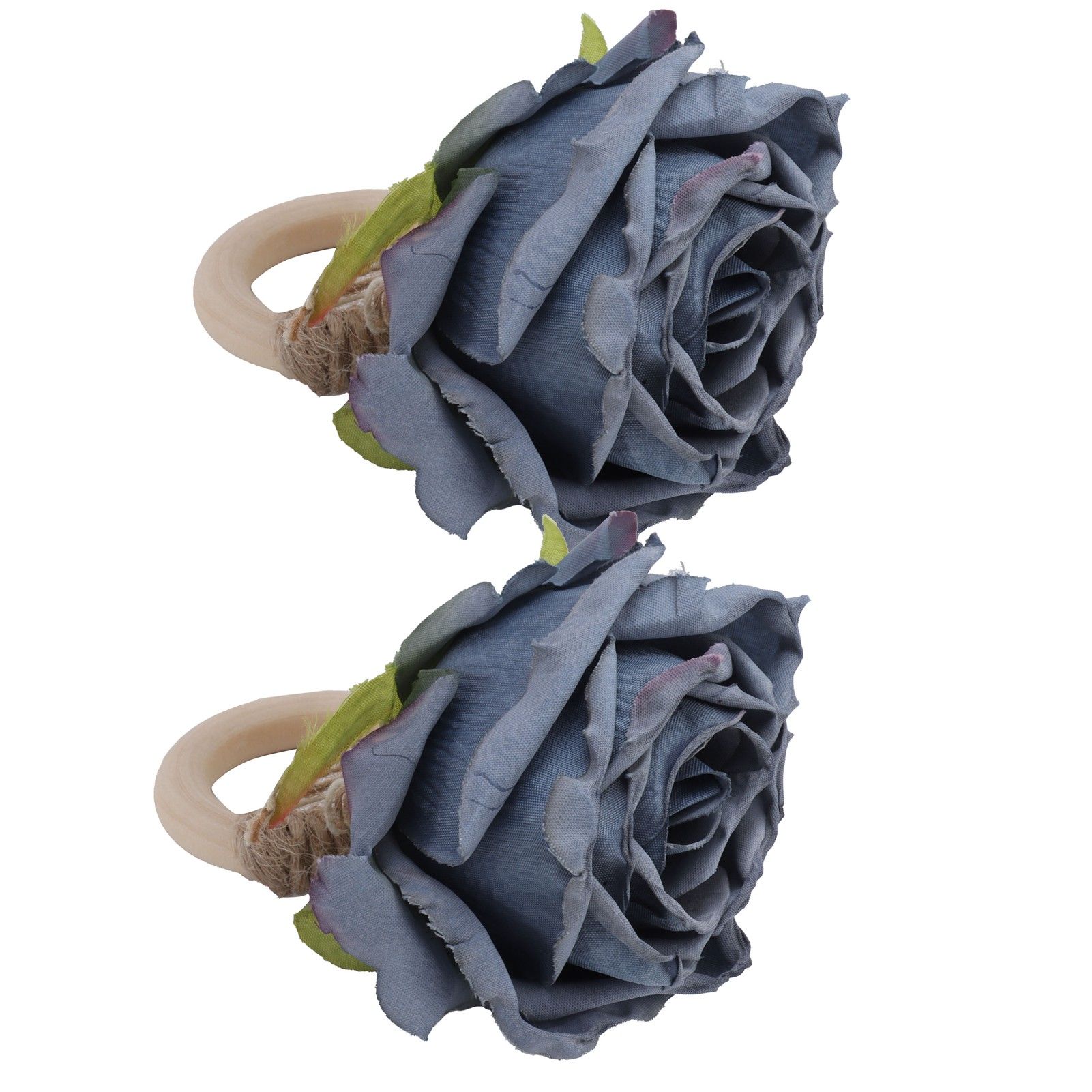 2Pcs Novelty Wooden Napkin Buckle Artificial Floral Napkin Ring for Festival Table DecorationNavy - Image 7