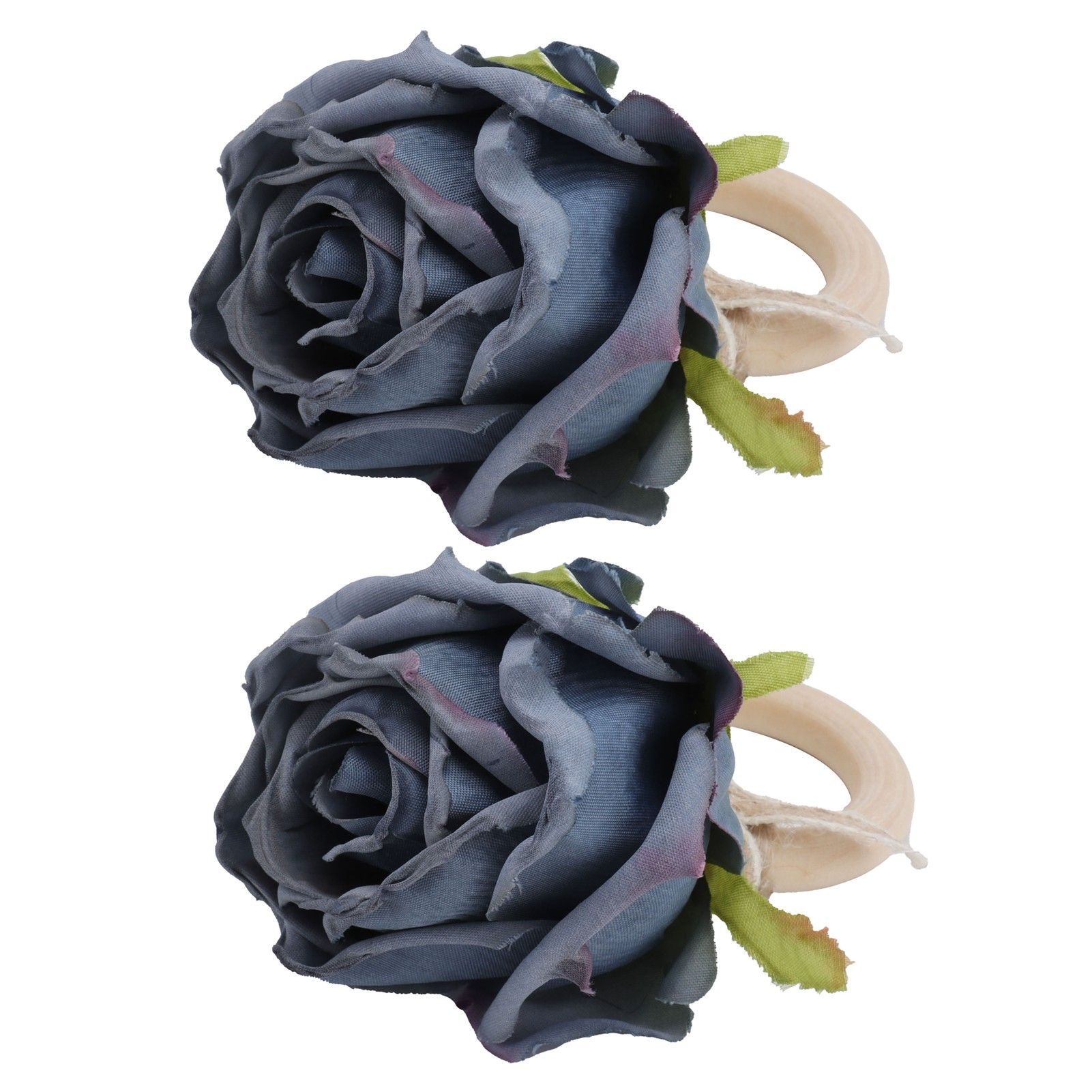 2Pcs Novelty Wooden Napkin Buckle Artificial Floral Napkin Ring for Festival Table DecorationNavy - Image 8