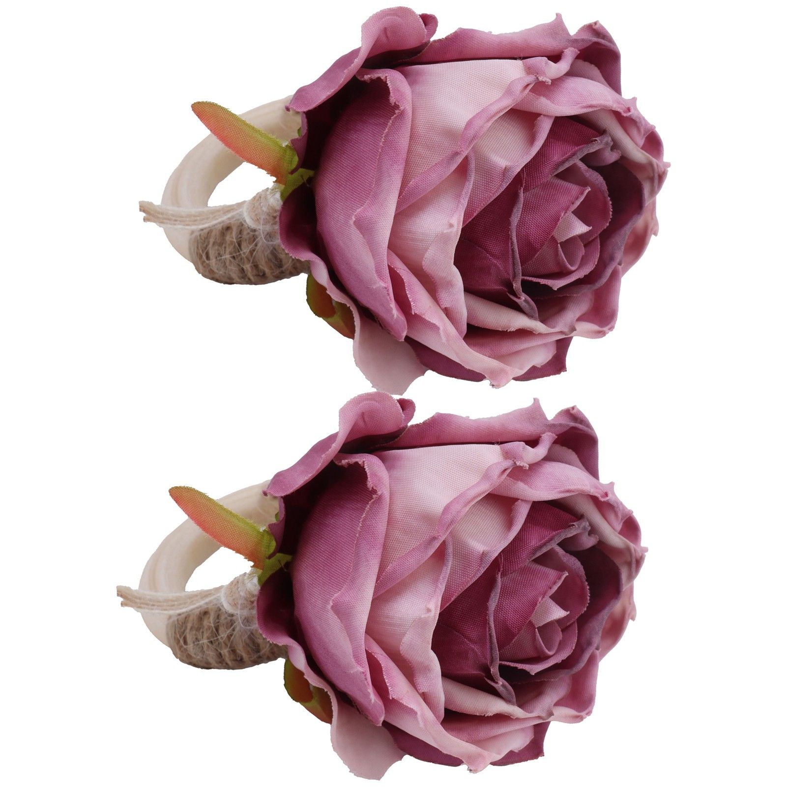 2Pcs Novelty Wooden Napkin Buckle Artificial Floral Napkin Ring for Festival Table DecorationPurple - Image 3