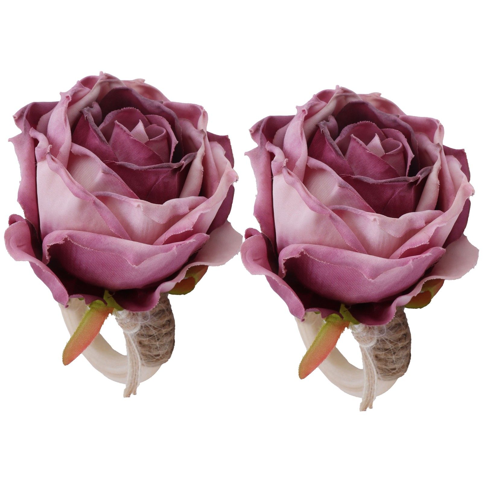 2Pcs Novelty Wooden Napkin Buckle Artificial Floral Napkin Ring for Festival Table DecorationPurple - Image 6