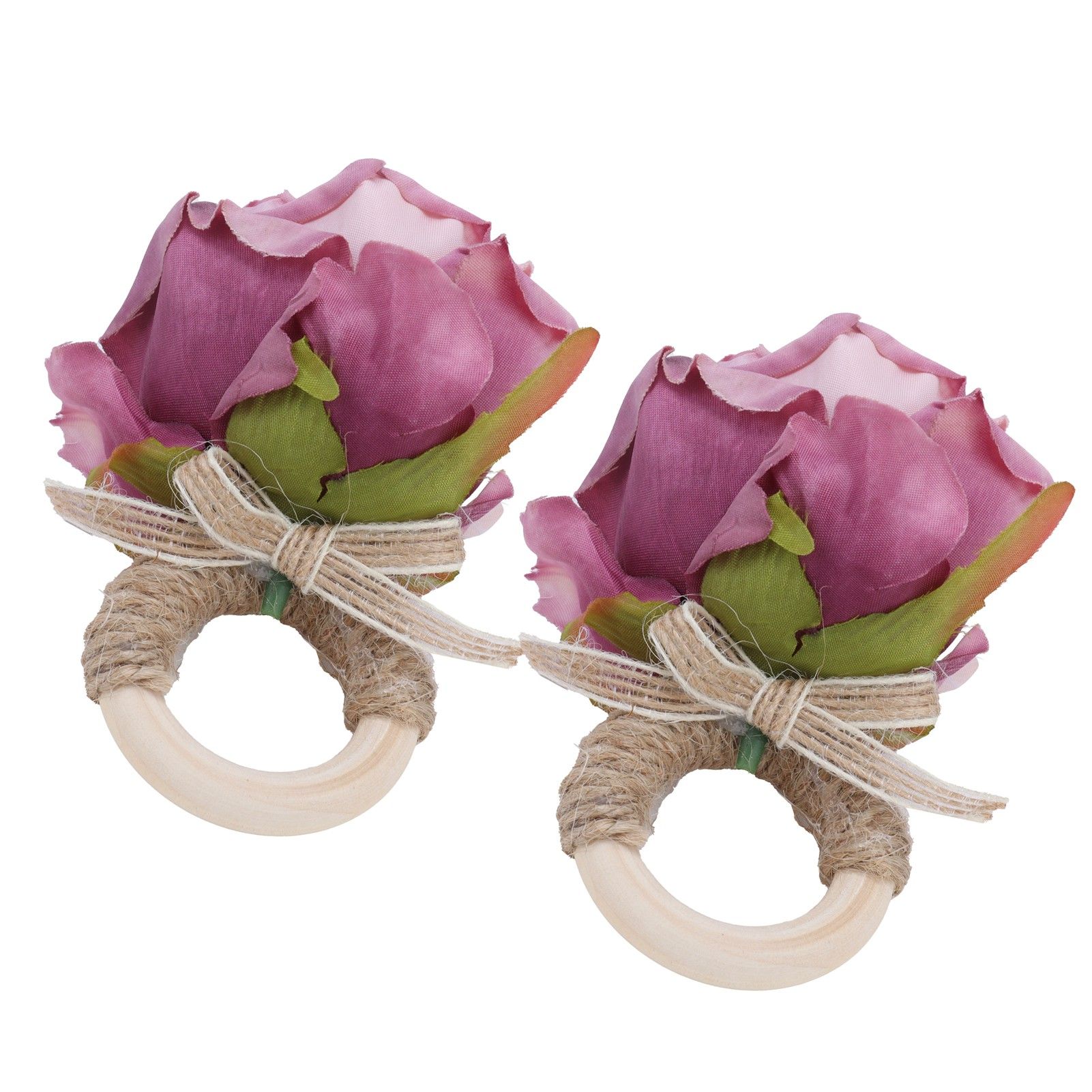 2Pcs Novelty Wooden Napkin Buckle Artificial Floral Napkin Ring for Festival Table DecorationPurple - Image 7