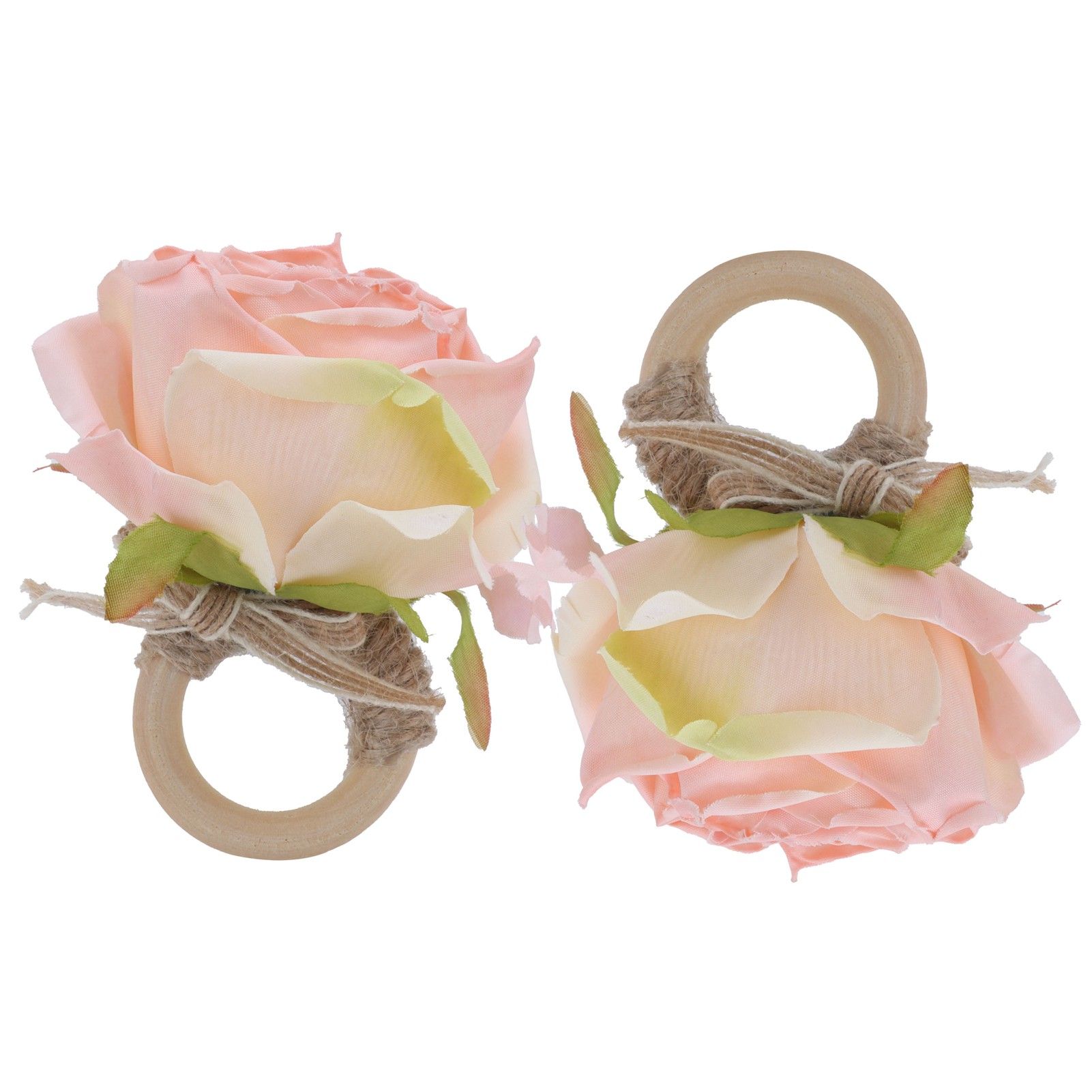 2Pcs Novelty Wooden Napkin Buckle Artificial Floral Napkin Ring for Festival Table DecorationPink - Image 8