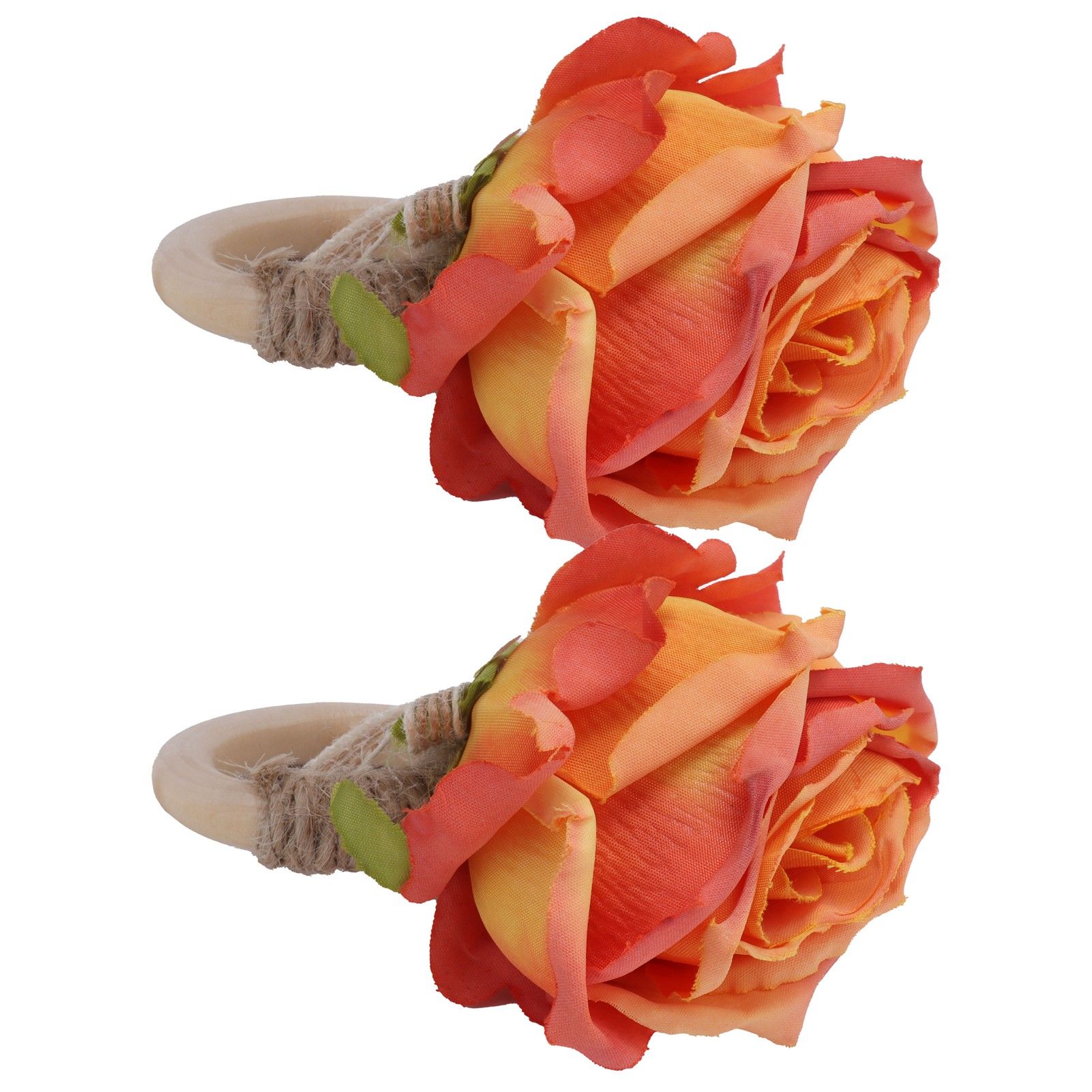 2Pcs Novelty Wooden Napkin Buckle Artificial Floral Napkin Ring for Festival Table DecorationOrange - Image 3