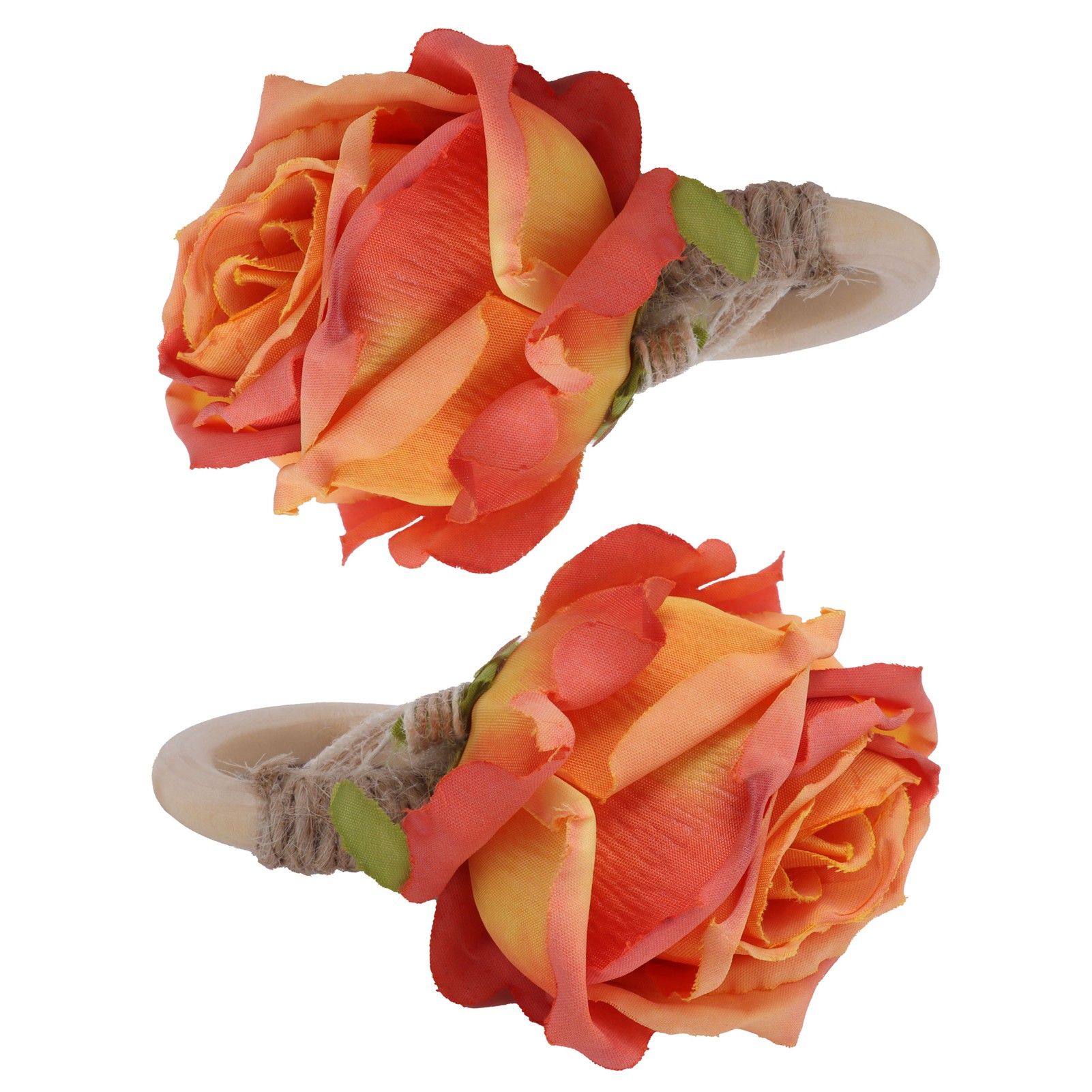 2Pcs Novelty Wooden Napkin Buckle Artificial Floral Napkin Ring for Festival Table DecorationOrange - Image 7