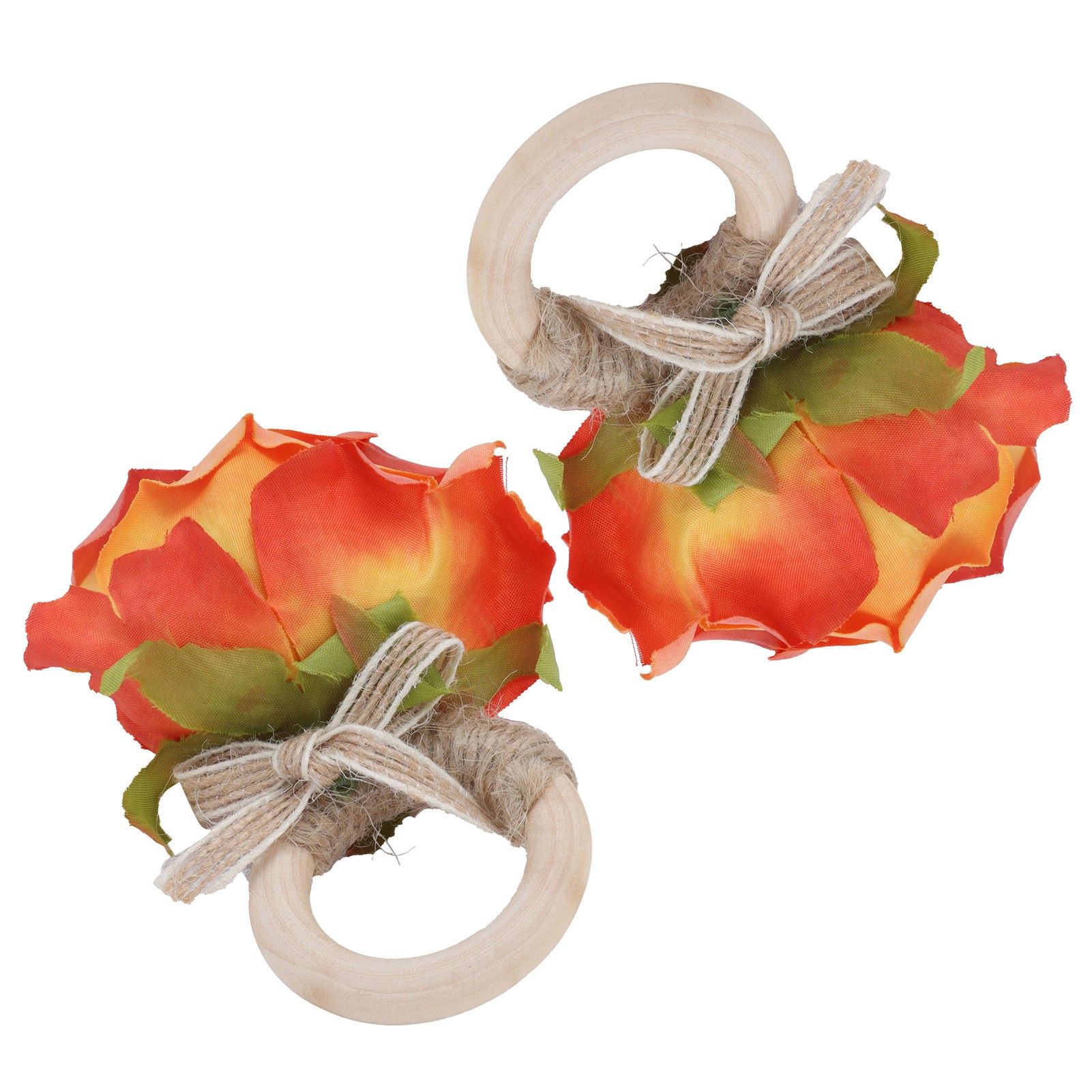 2Pcs Novelty Wooden Napkin Buckle Artificial Floral Napkin Ring for Festival Table DecorationOrange - Image 8