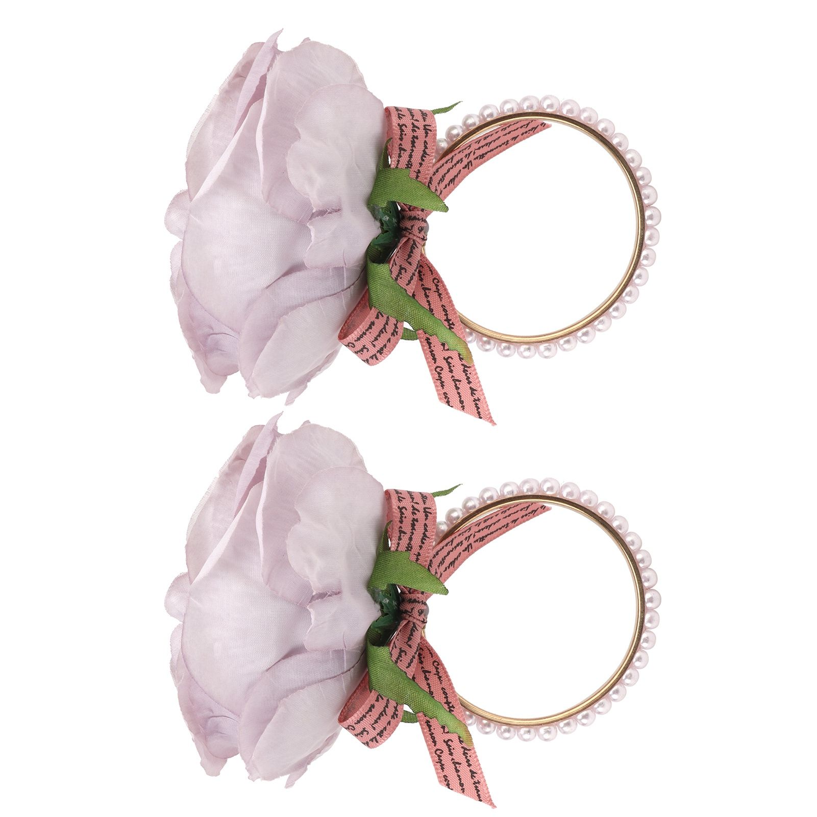 2Pcs Iron Napkin Buckle Simulation Flower Artificial Pearl Napkin Ring for Hotel FestivalPurple - Image 3