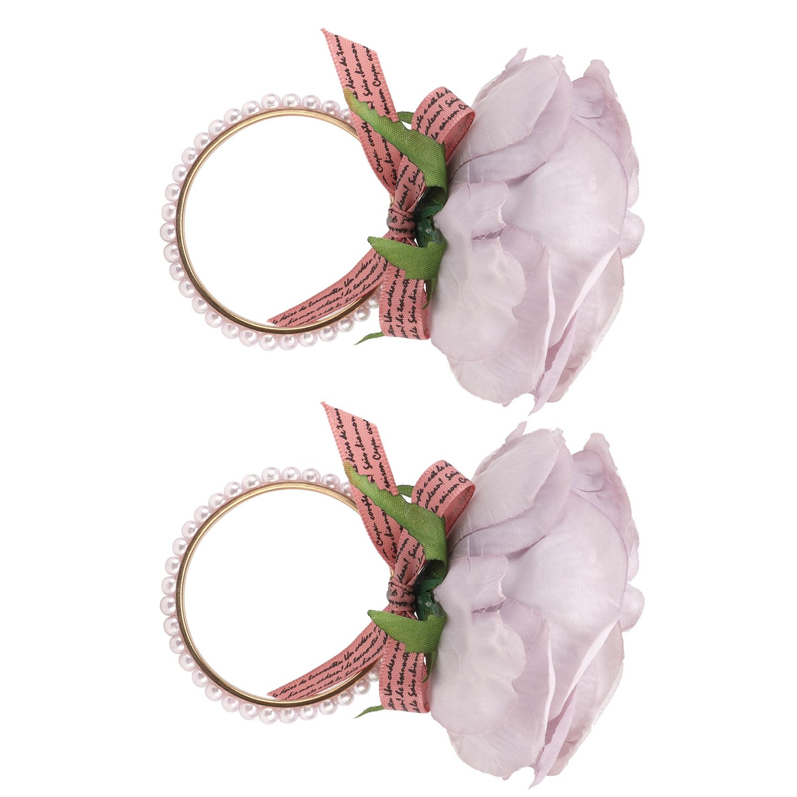 2Pcs Iron Napkin Buckle Simulation Flower Artificial Pearl Napkin Ring for Hotel FestivalPurple - Image 4