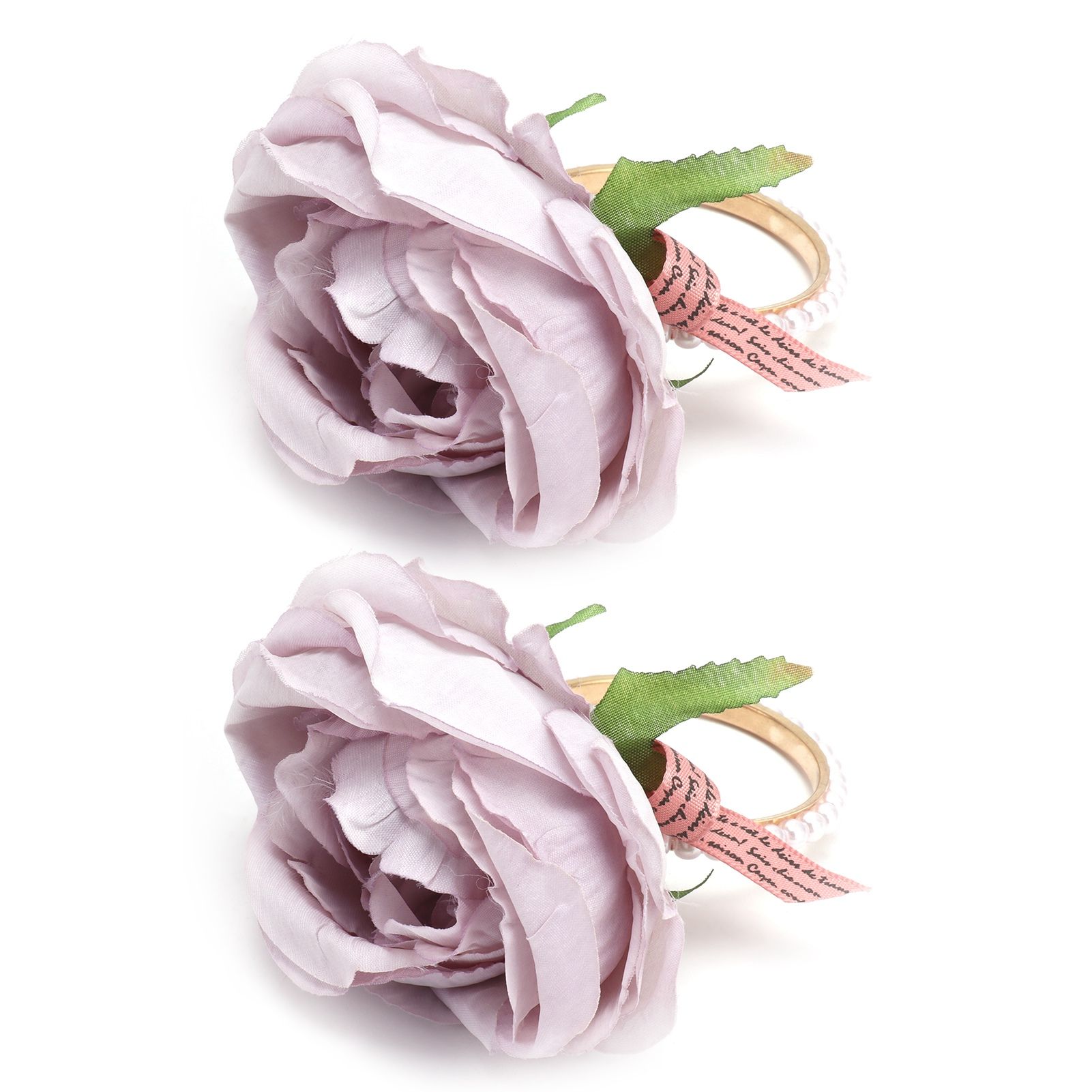 2Pcs Iron Napkin Buckle Simulation Flower Artificial Pearl Napkin Ring for Hotel FestivalPurple - Image 6