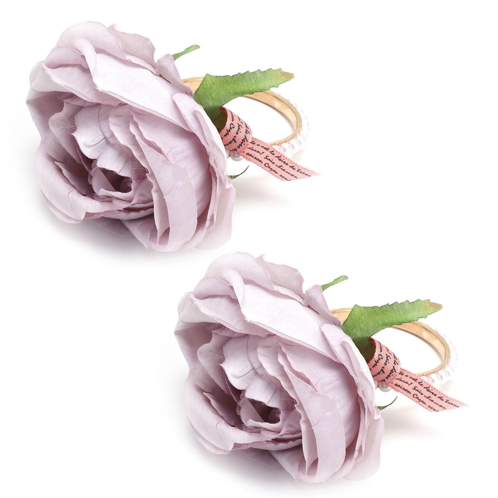 2Pcs Iron Napkin Buckle Simulation Flower Artificial Pearl Napkin Ring for Hotel FestivalPurple - Image 7